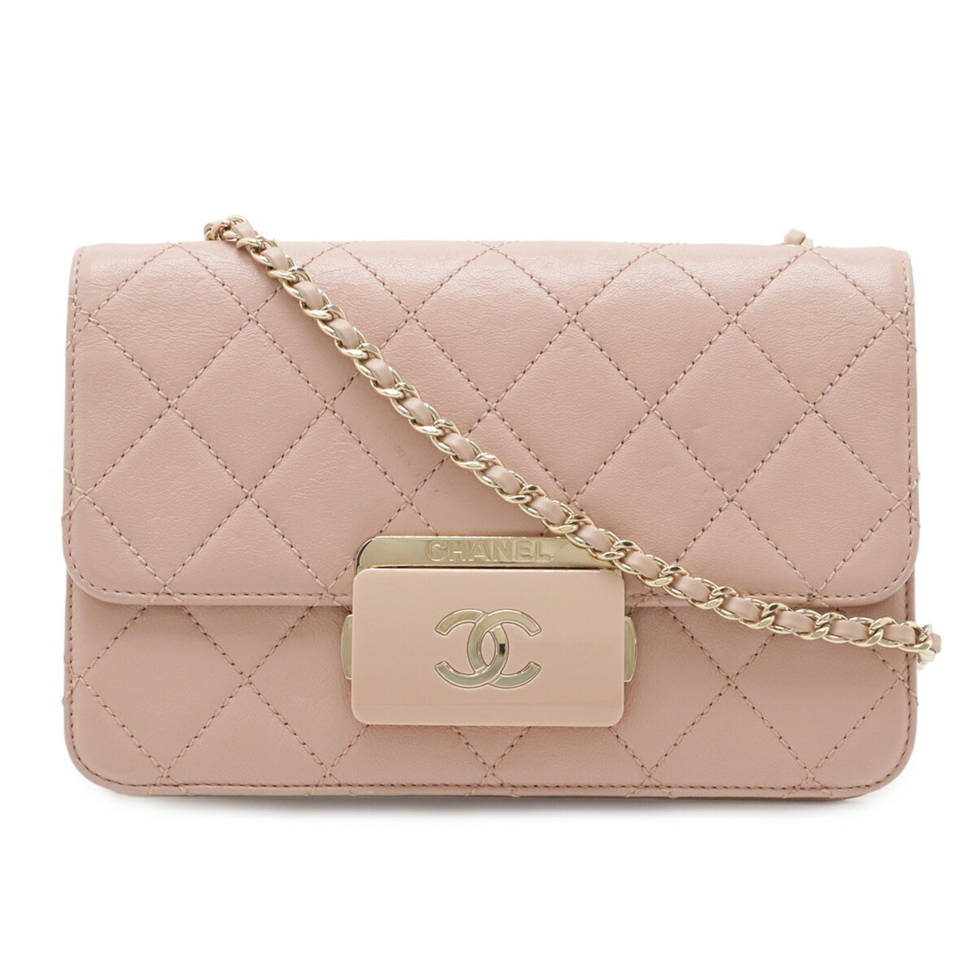 Chanel Matelasse Pink Leather Shoulder Bag (Pre-Owned)