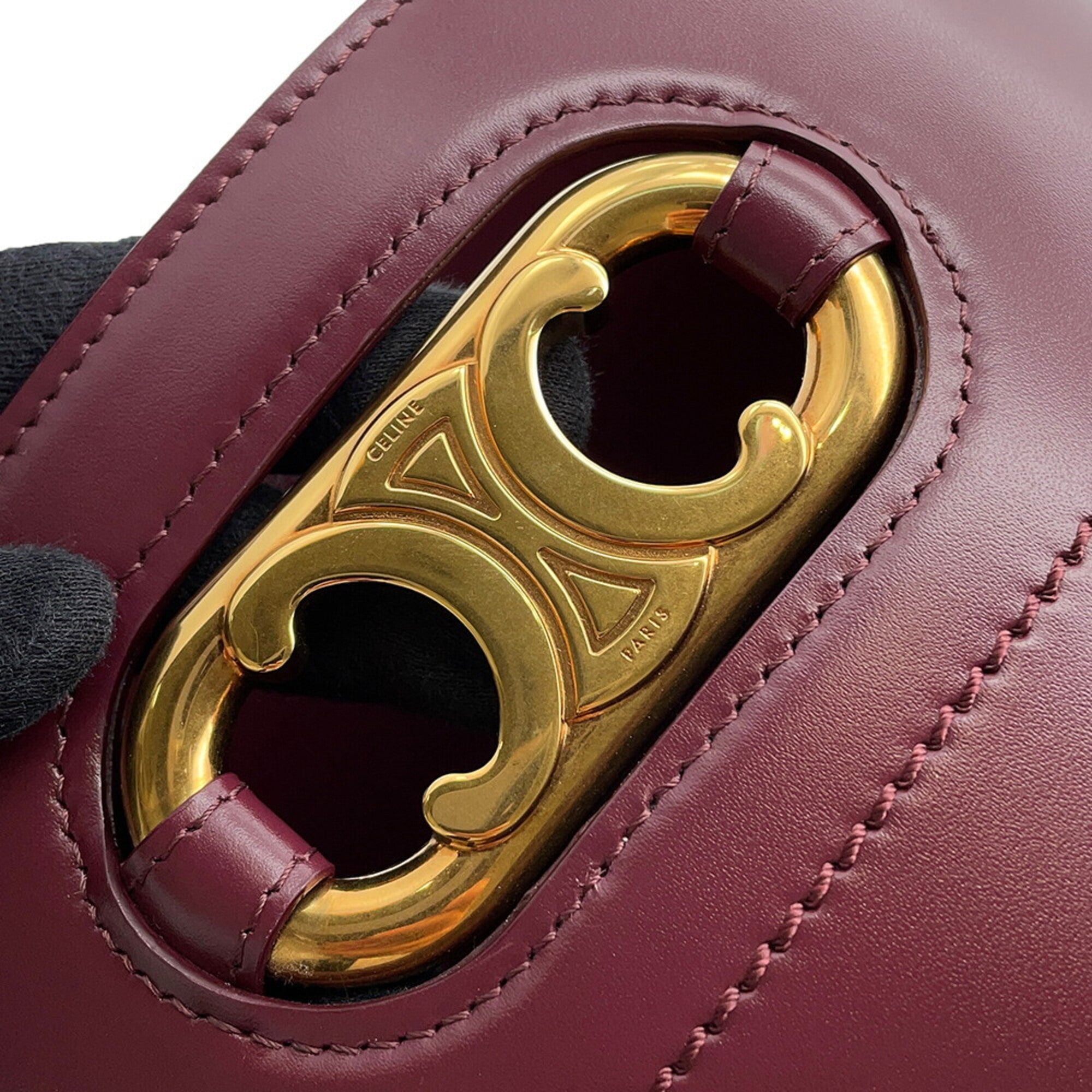 Celine Bordeaux Leather Handbag Shoulder Bag (Pre-Owned)