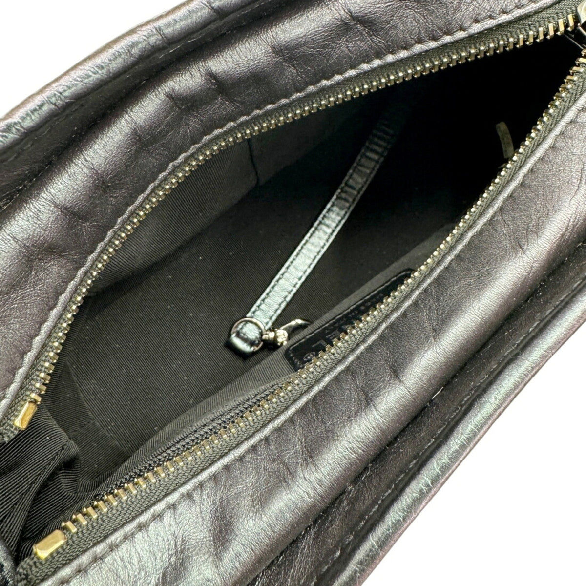 Chanel Metallic Black Leather Shoulder Bag (Pre-Owned)