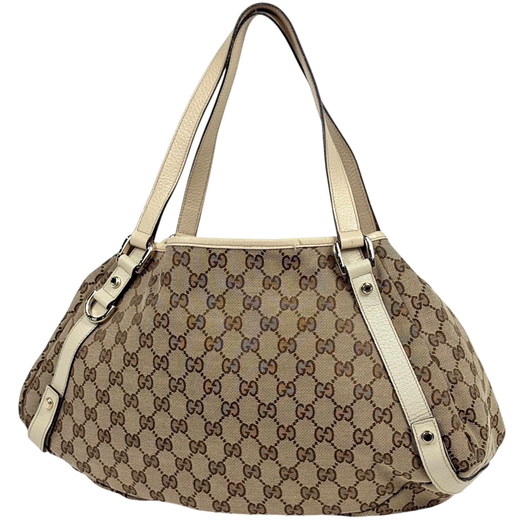 Gucci Brown Ivory Gg Canvas Shoulder Bag Tote Bag (Pre-Owned)