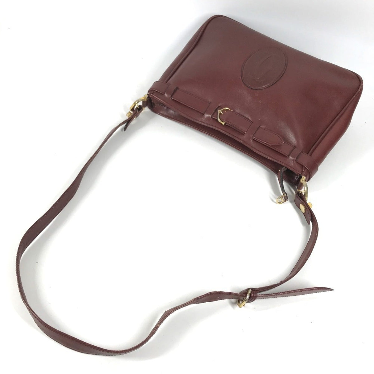 Cartier Wine Red Leather Shoulder Bag (Pre-Owned)