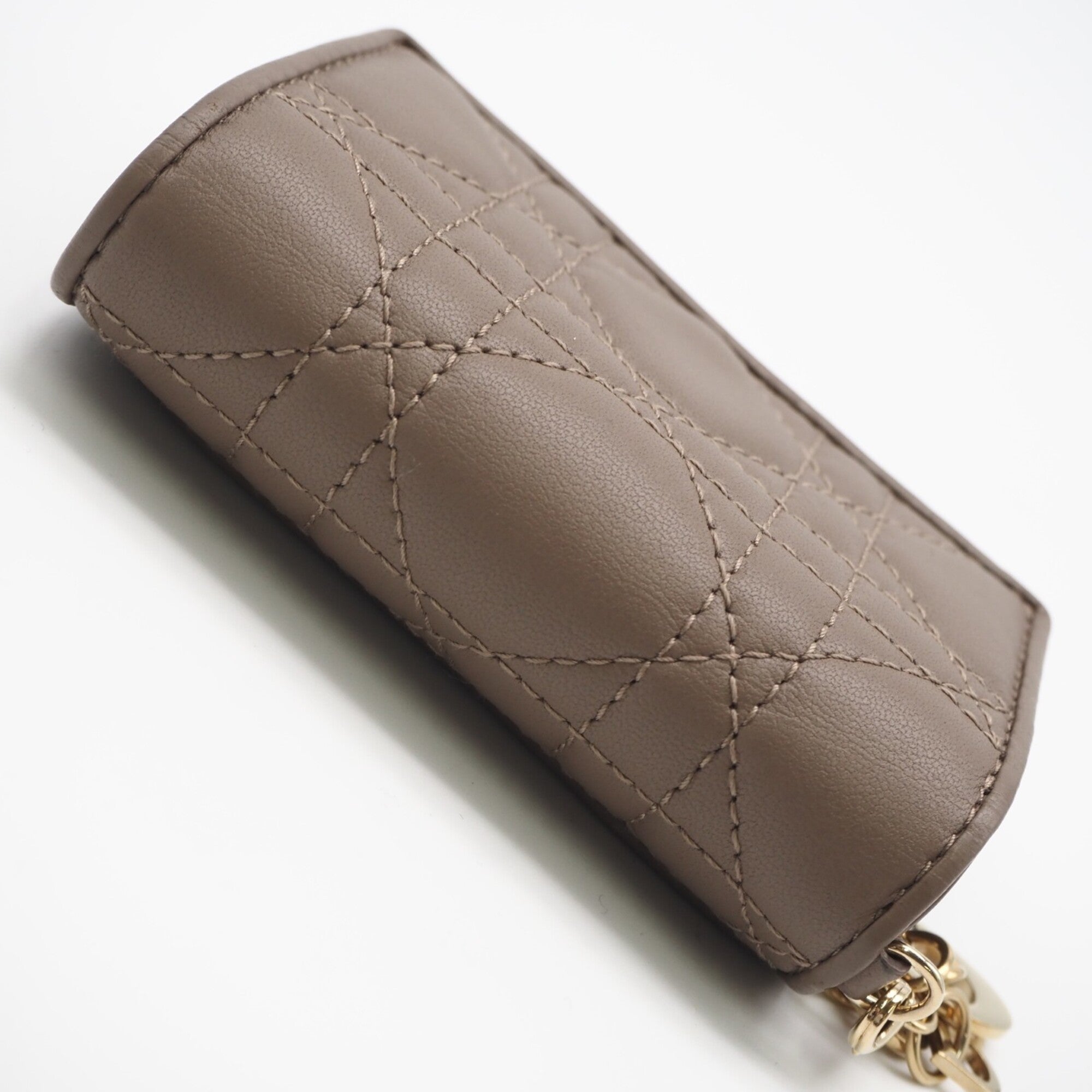 Christian Dior Lady Dior Beige Leather Wallet (Tri-Fold) (Pre-Owned)