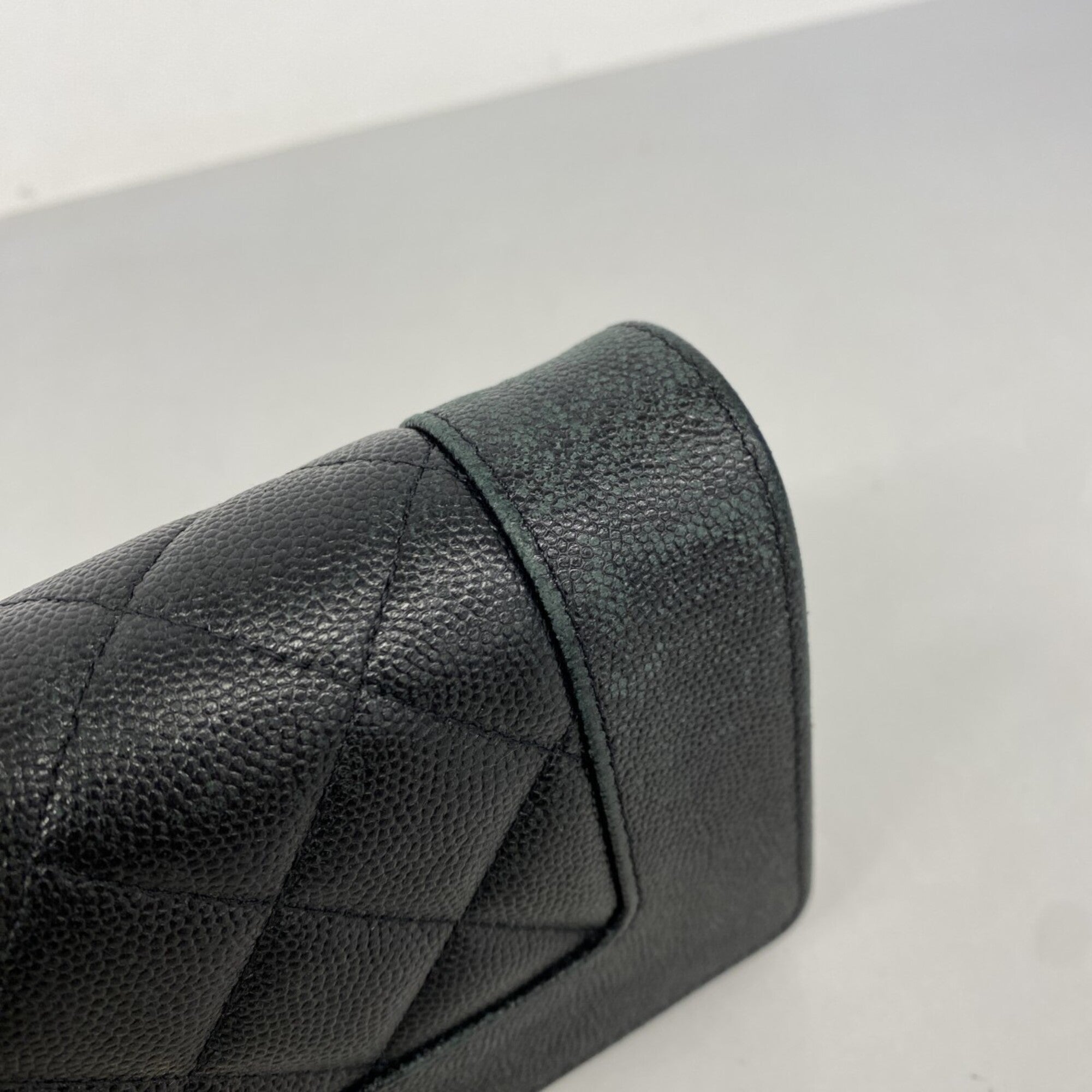 Chanel Black Grained Calfskin Long Wallet (Bi-Fold) (Pre-Owned)