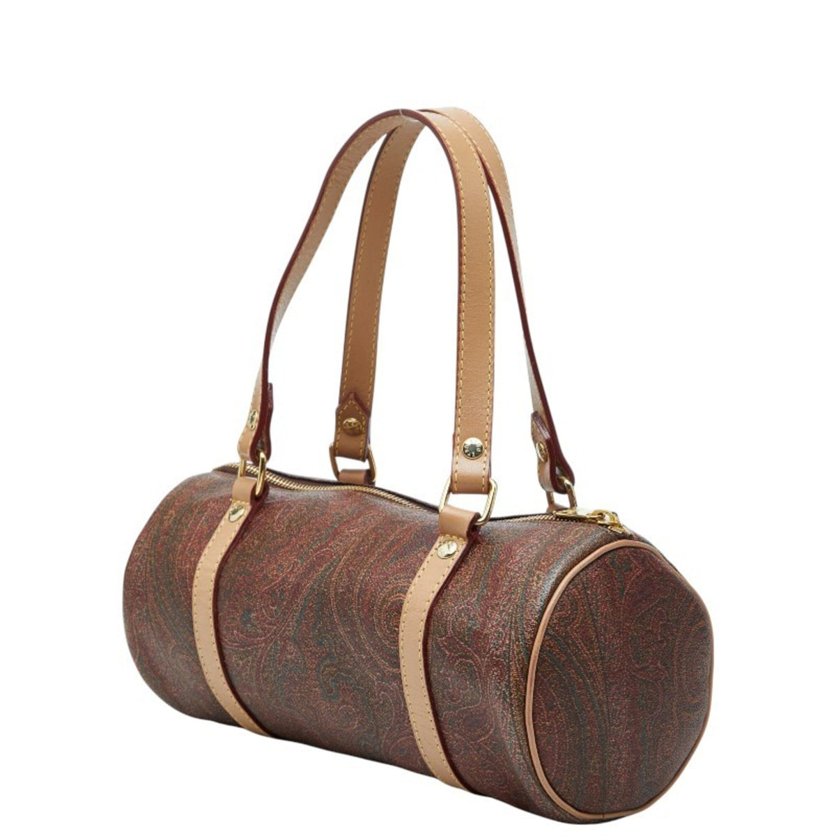 Etro Beige Red Color Pvc Leather Boston Bag Handbag (Pre-Owned)