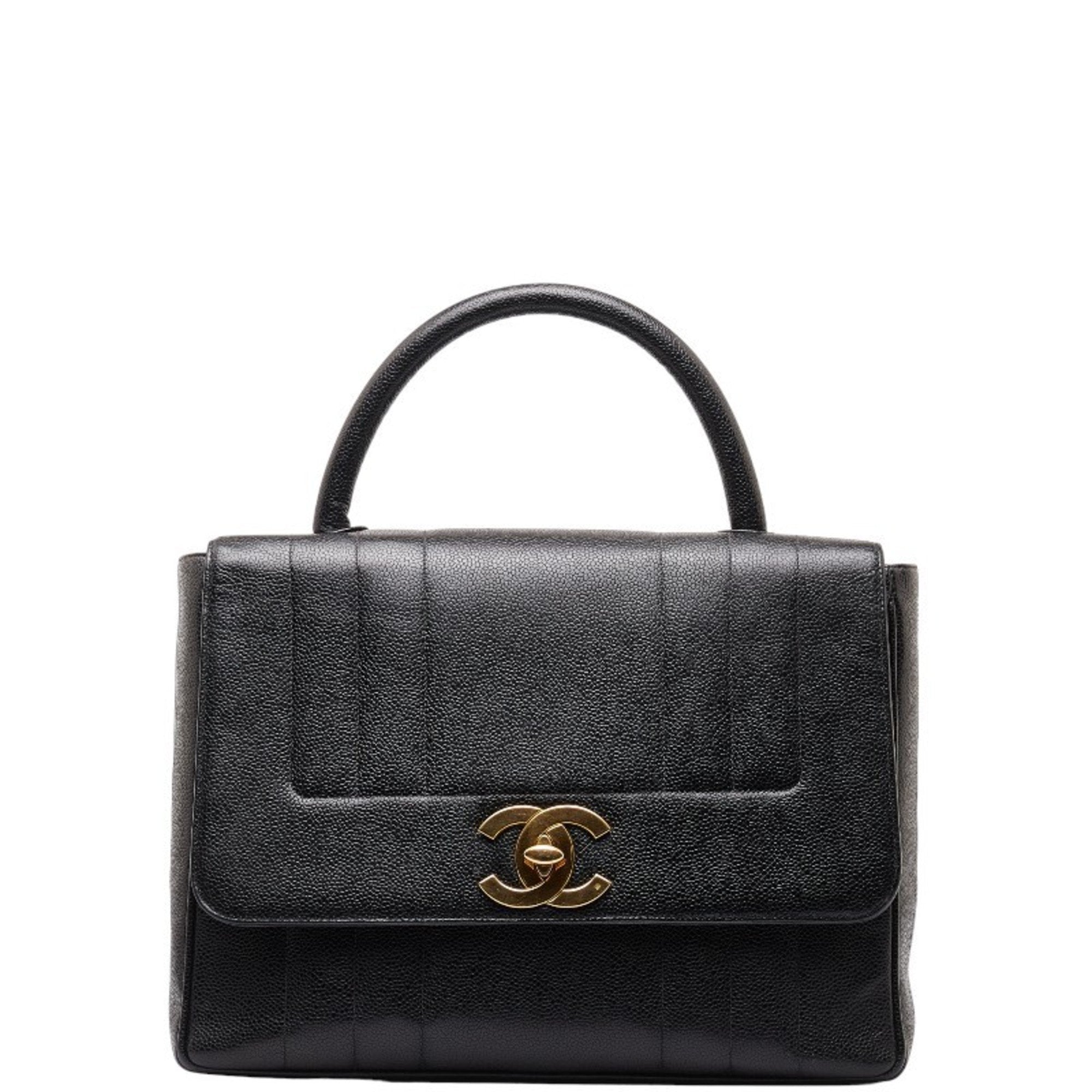 Chanel Black Caviar Leather Handbag (Pre-Owned)