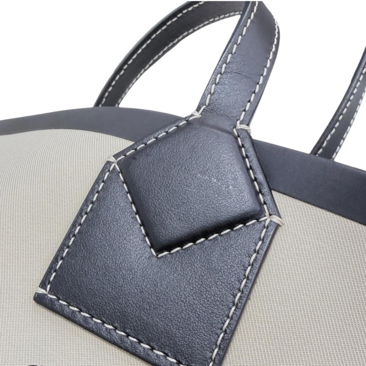 Burberry Beige Canvas Leather Pouch Tote Bag (Pre-Owned)
