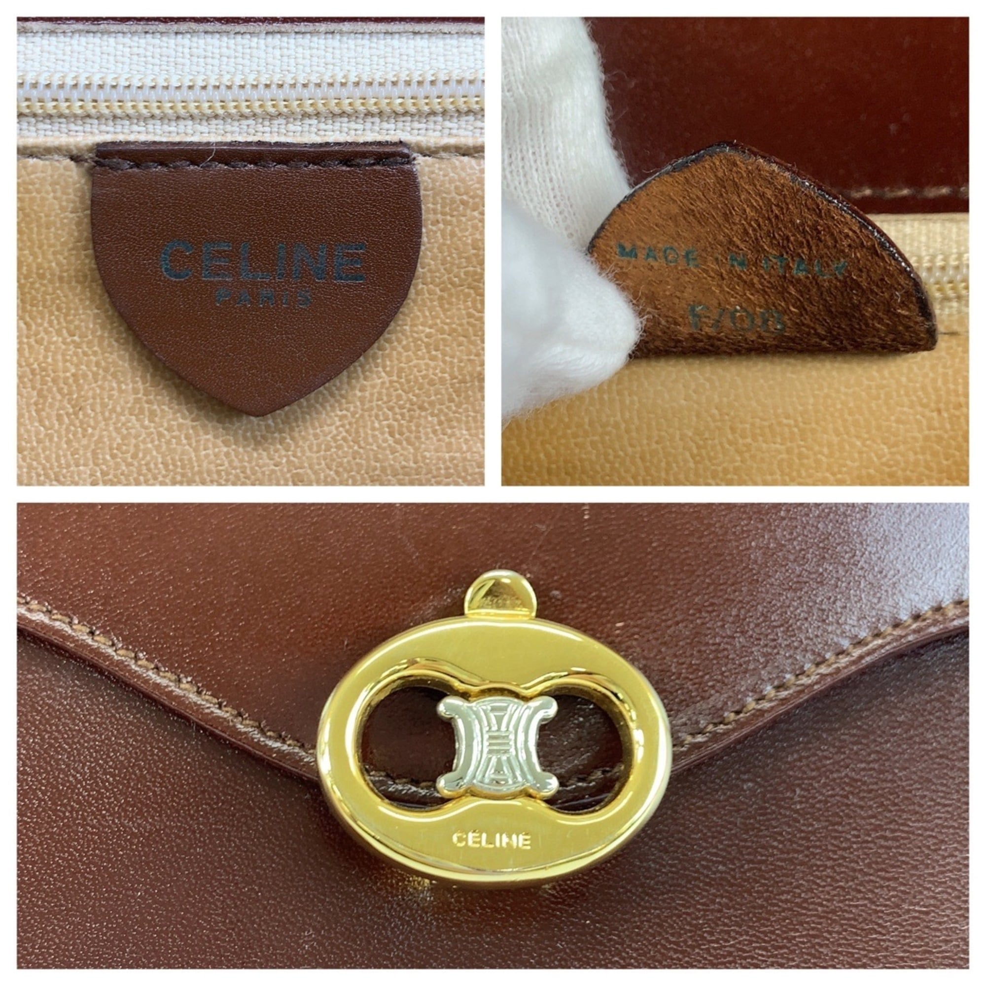 Celine Brown Leather Pochette Shoulder Bag (Pre-Owned)