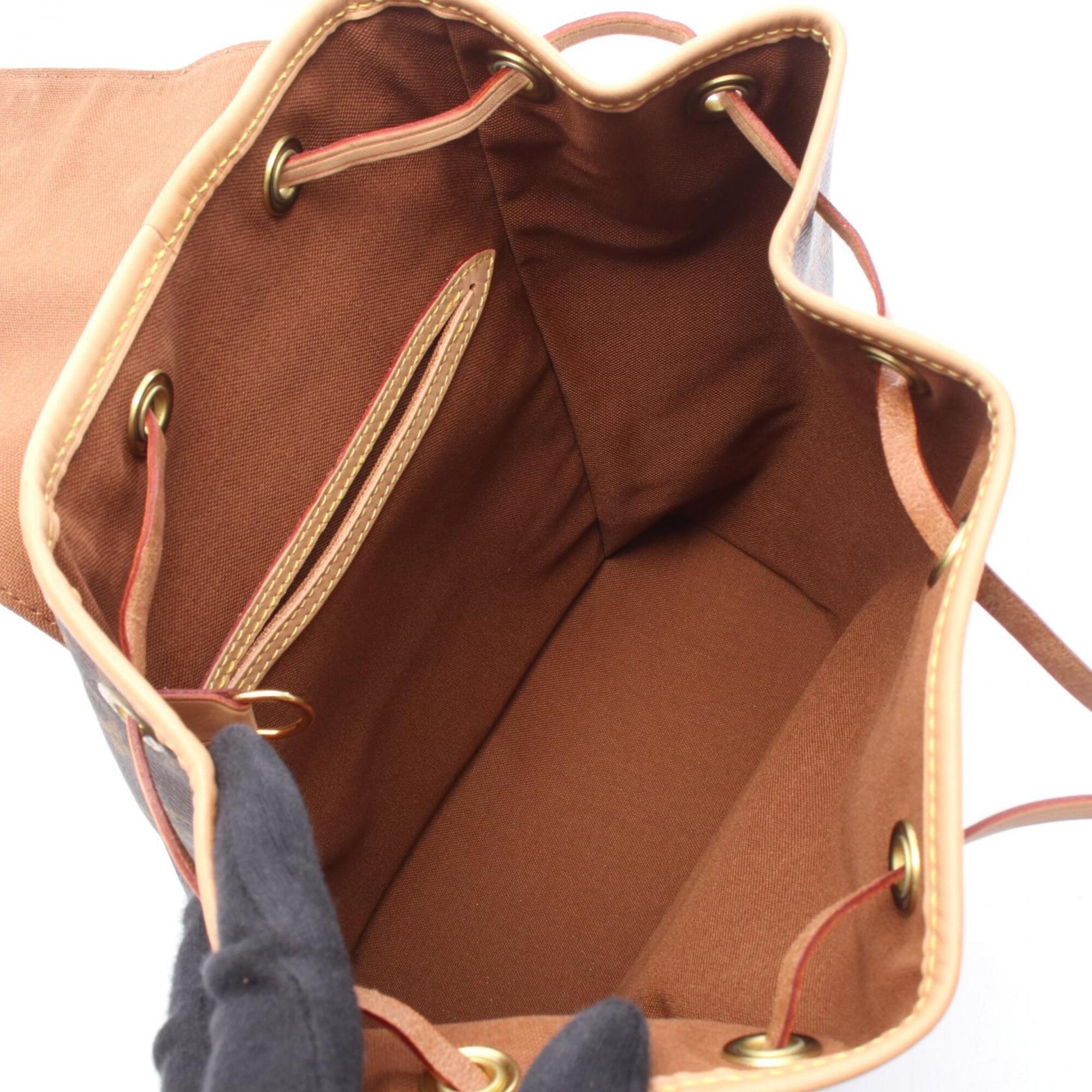 Louis Vuitton Brown Coated Canvas Leather Backpack Handbag (Pre-Owned)