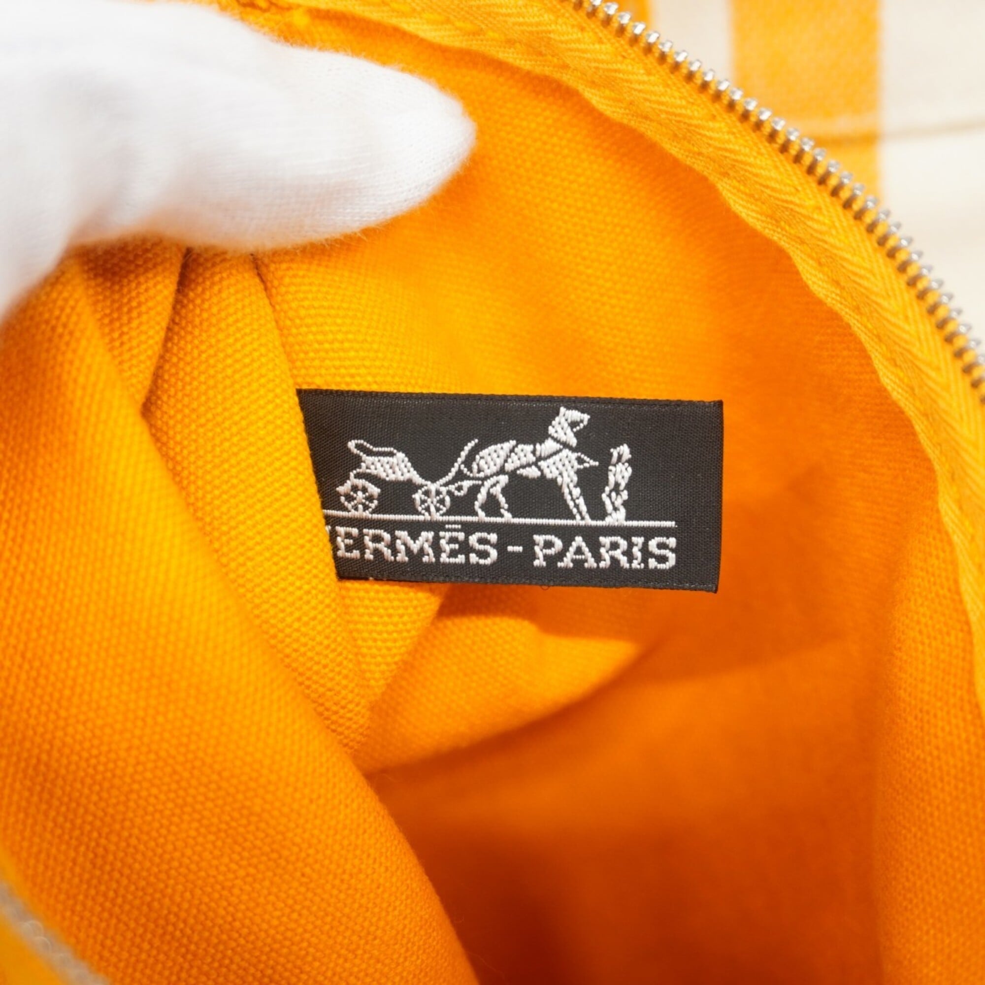 Hermes Orange Canvas Handbag (Pre-Owned)