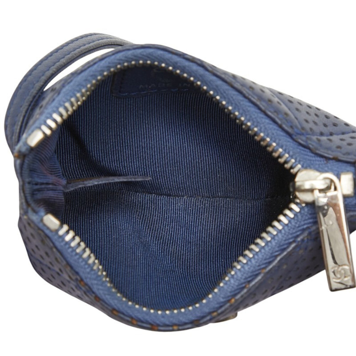Chanel Matelasse Navy Leather Coin Purse/Coin Case (Pre-Owned)