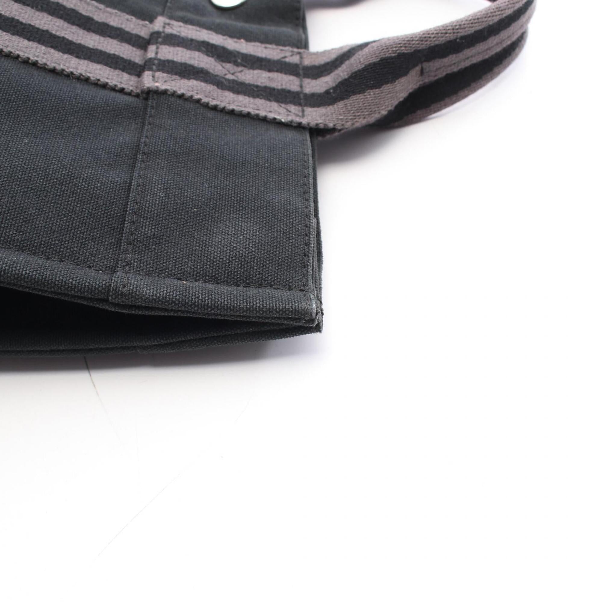 Hermes Black Gray Canvas Handbag Tote Bag (Pre-Owned)