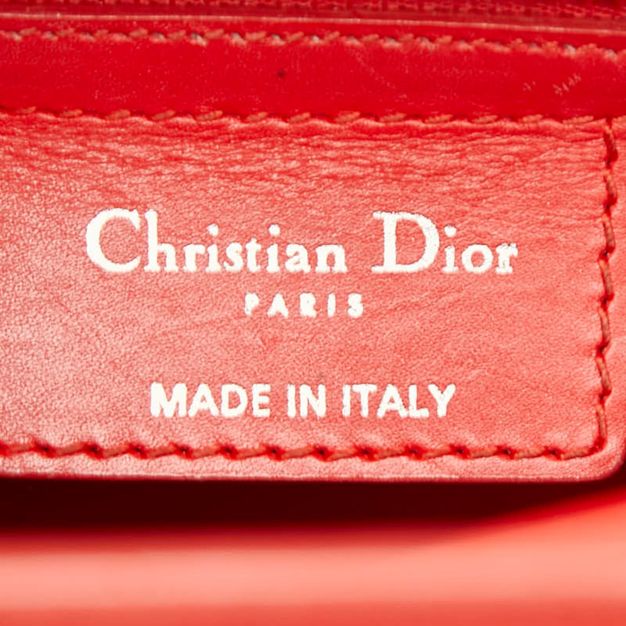 Christian Dior Red Color Leather Handbag Shoulder Bag (Pre-Owned)