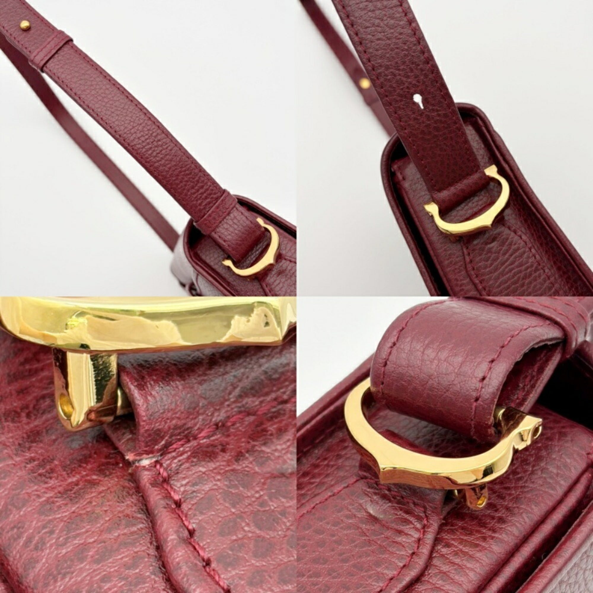 Cartier Bordeaux Leather Shoulder Bag (Pre-Owned)