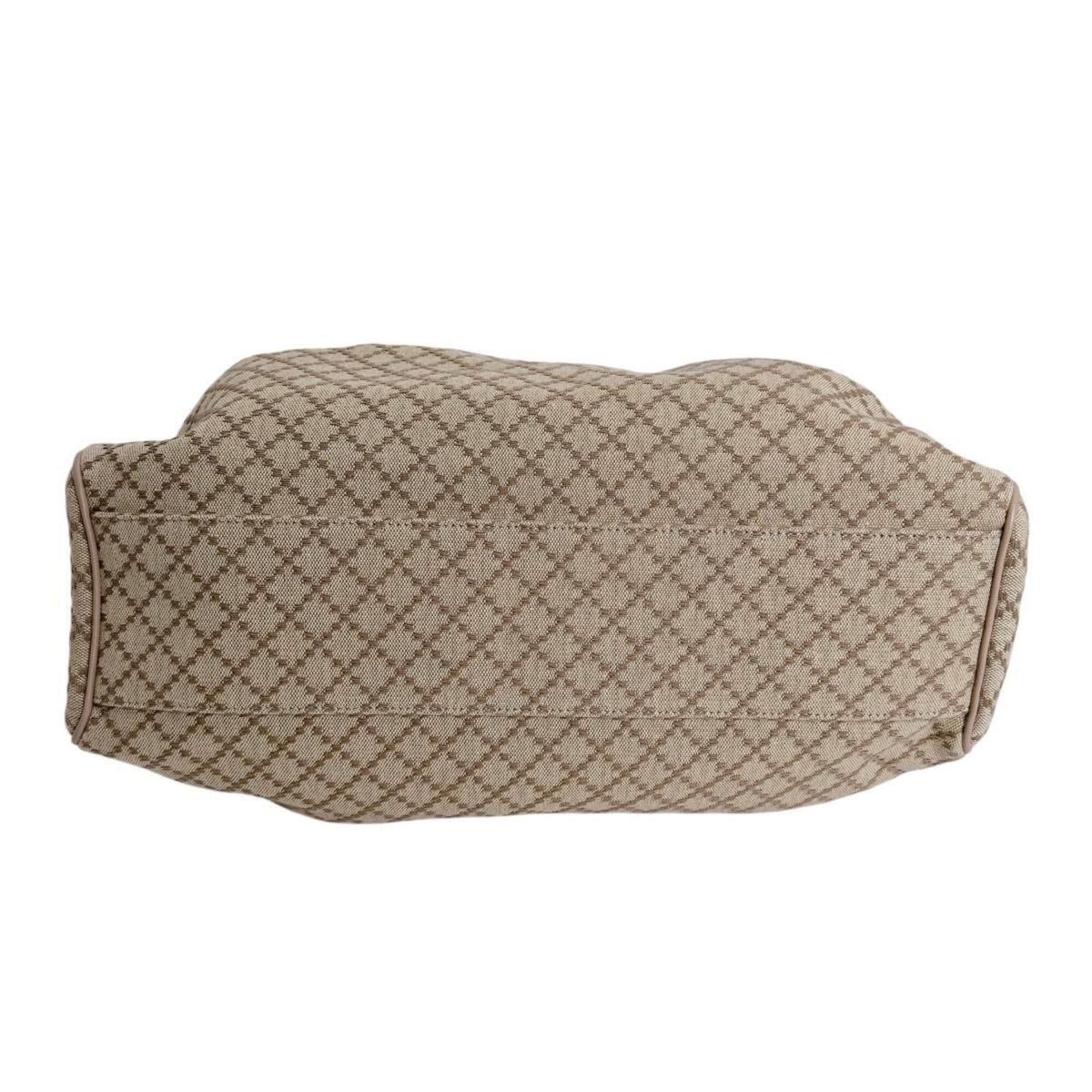 Gucci Beige Beige Brown Brown White Canvas Handbag Tote Bag (Pre-Owned)