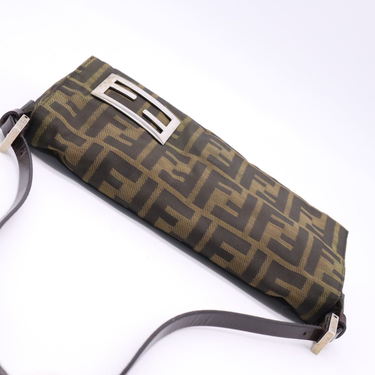 Fendi Zucca Brown Canvas Leather Shoulder Bag (Pre-Owned)