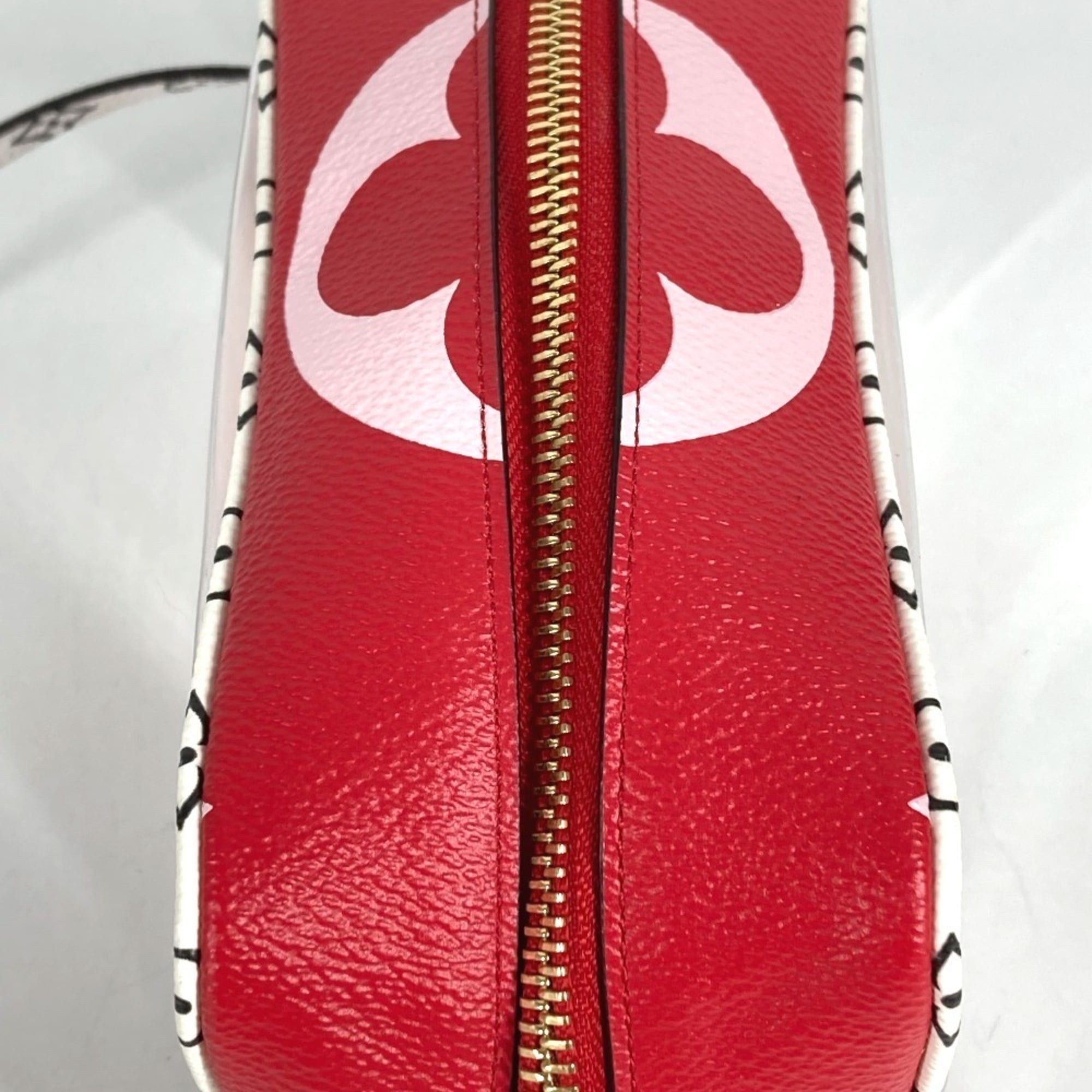 Louis Vuitton Pink Red Color Monogram Canvas Handbag Pouch Shoulder Bag (Pre-Owned)