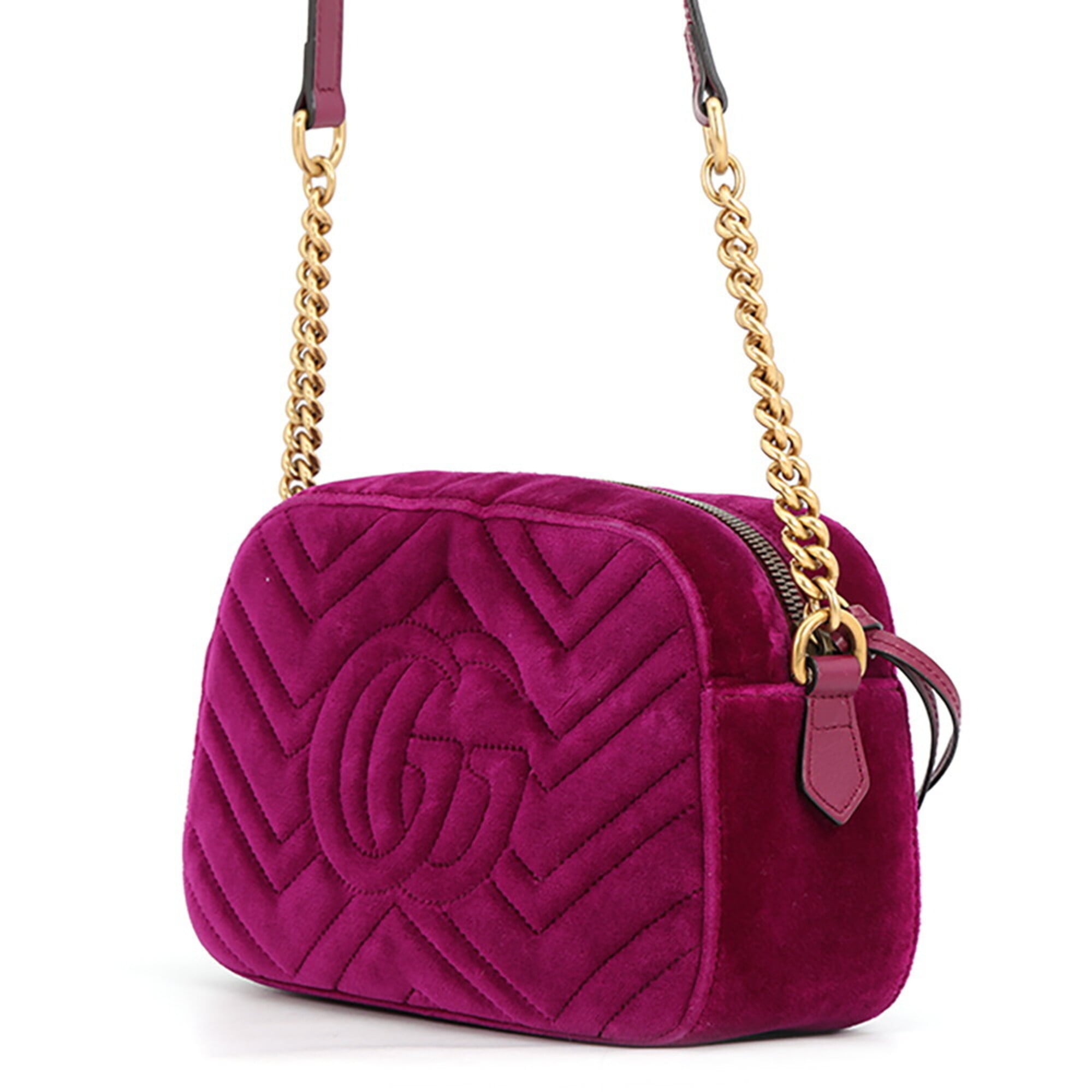 Gucci Gg Marmont Purple Velvet Handbag Shoulder Bag (Pre-Owned)