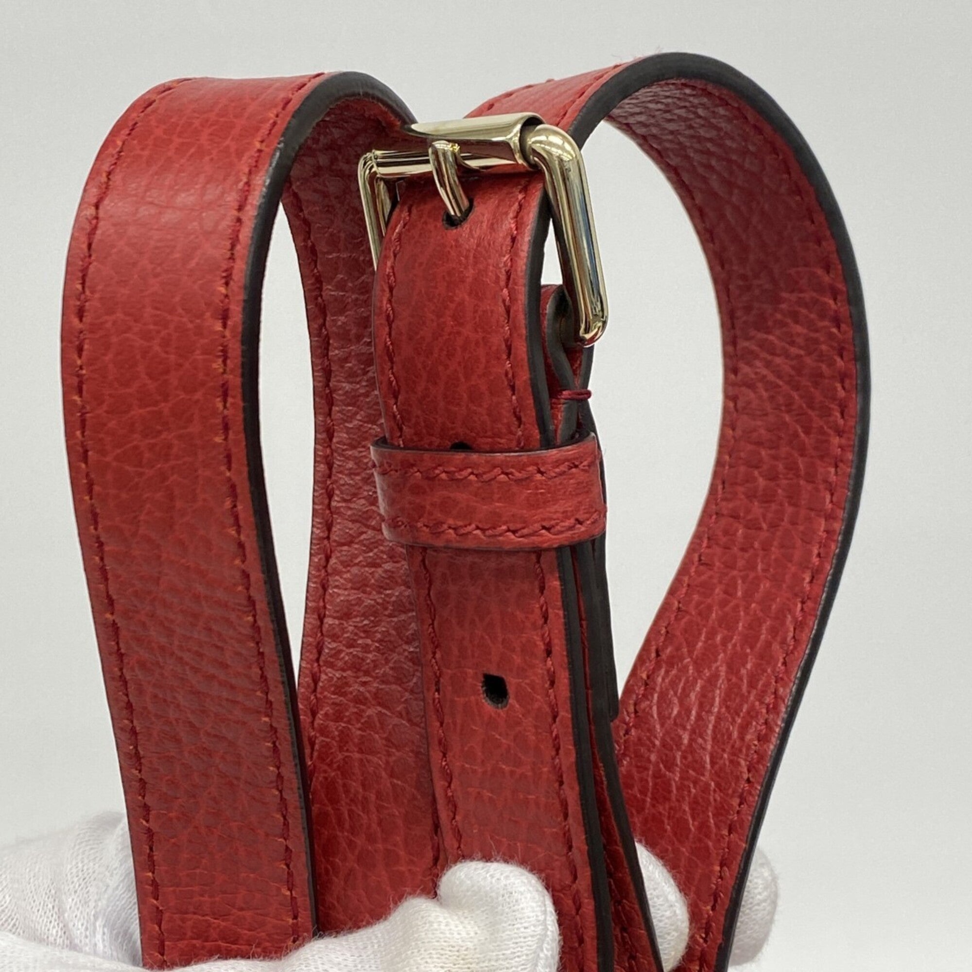 Gucci Red Color Leather Tote Bag (Pre-Owned)