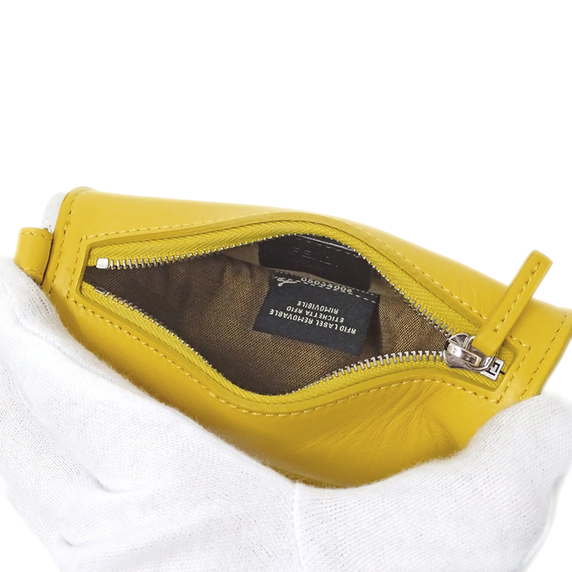 Fendi Yellow Leather Wool Handbag Pouch (Pre-Owned)