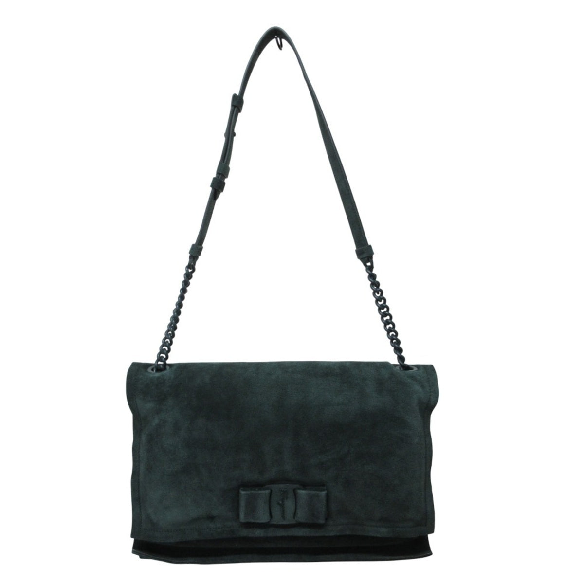 Salvatore Ferragamo Green Suede Shoulder Bag (Pre-Owned)