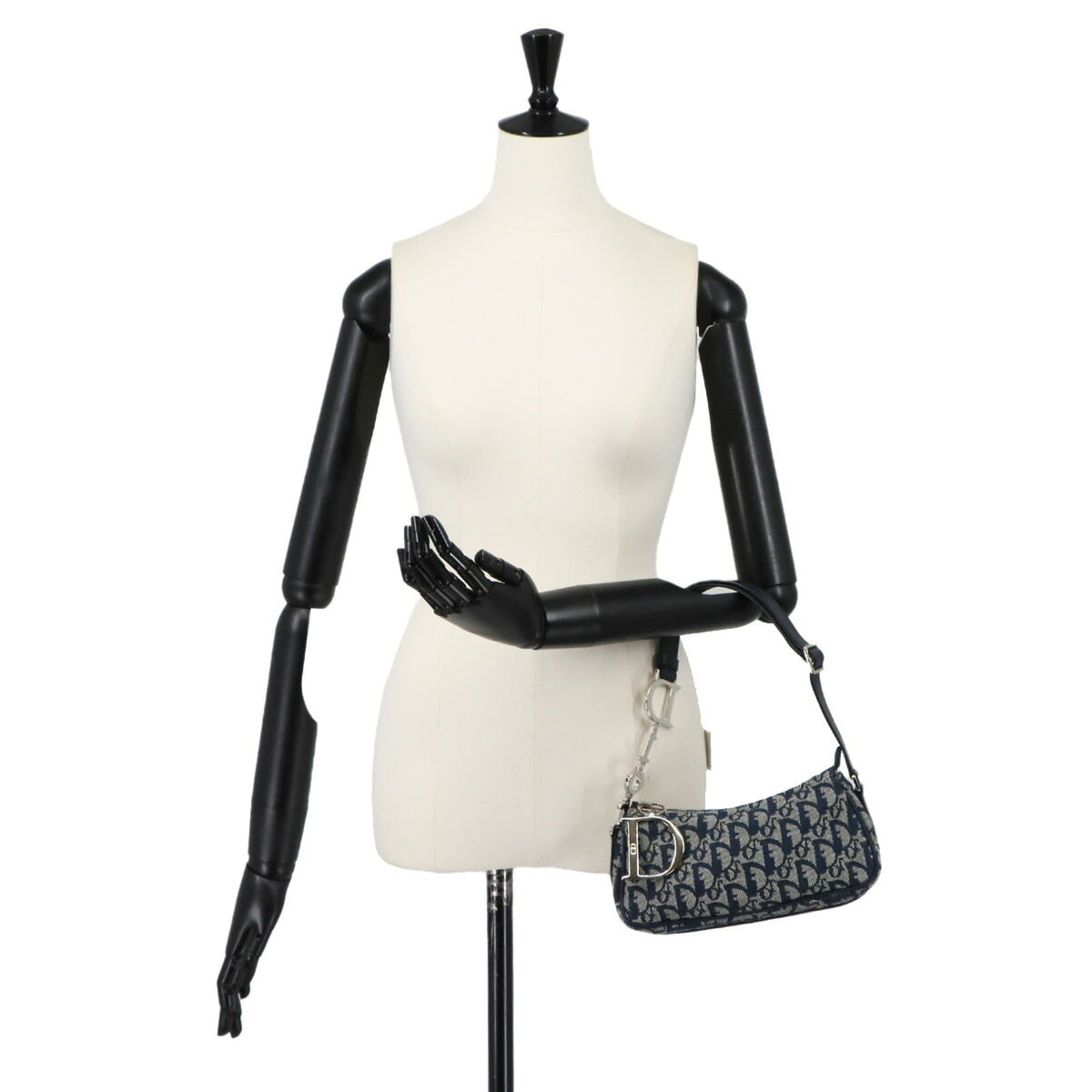 Christian Dior Navy Canvas Leather Handbag Shoulder Bag (Pre-Owned)
