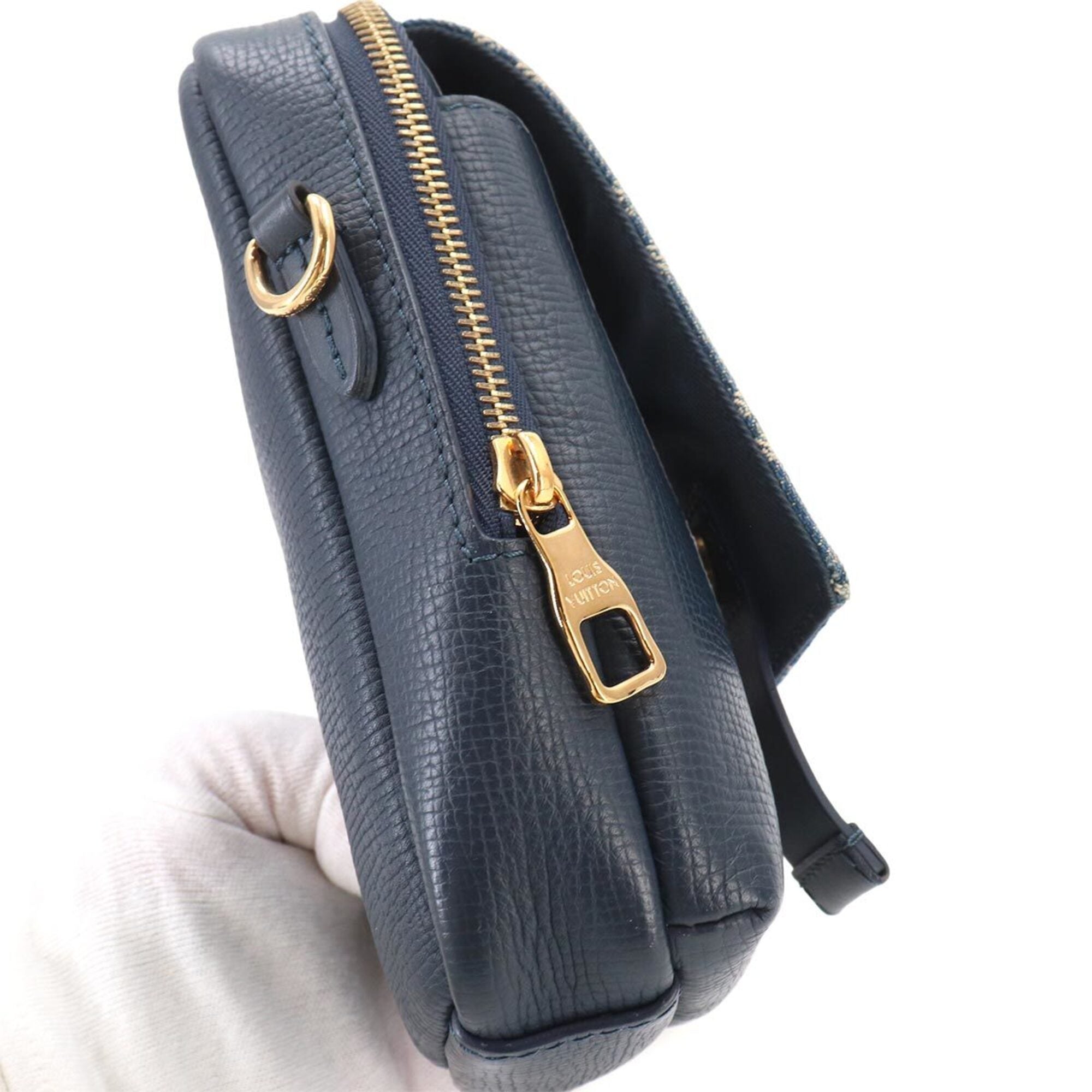 Louis Vuitton Navy Monogram Denim Leather Shoulder Bag (Pre-Owned)