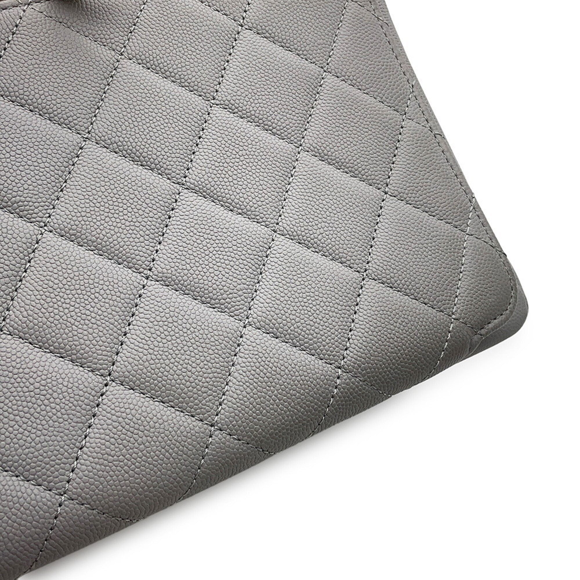 Chanel Matelasse Gray Grained Calfskin Handbag Shoulder Bag (Pre-Owned)