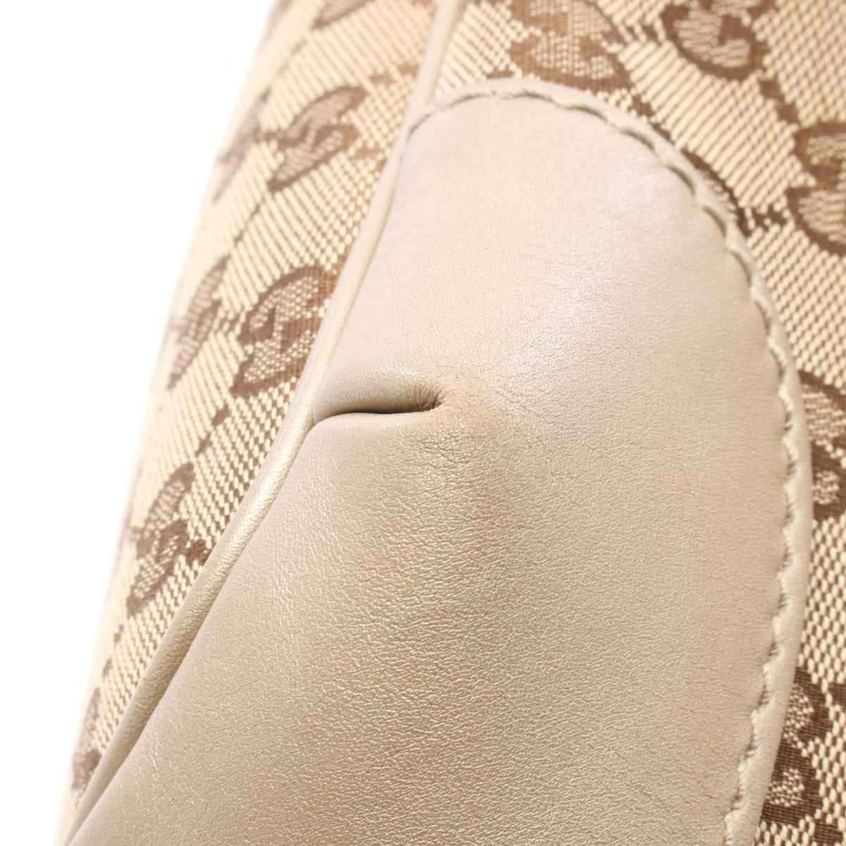 Gucci Beige Brown Gg Canvas Leather Handbag (Pre-Owned)