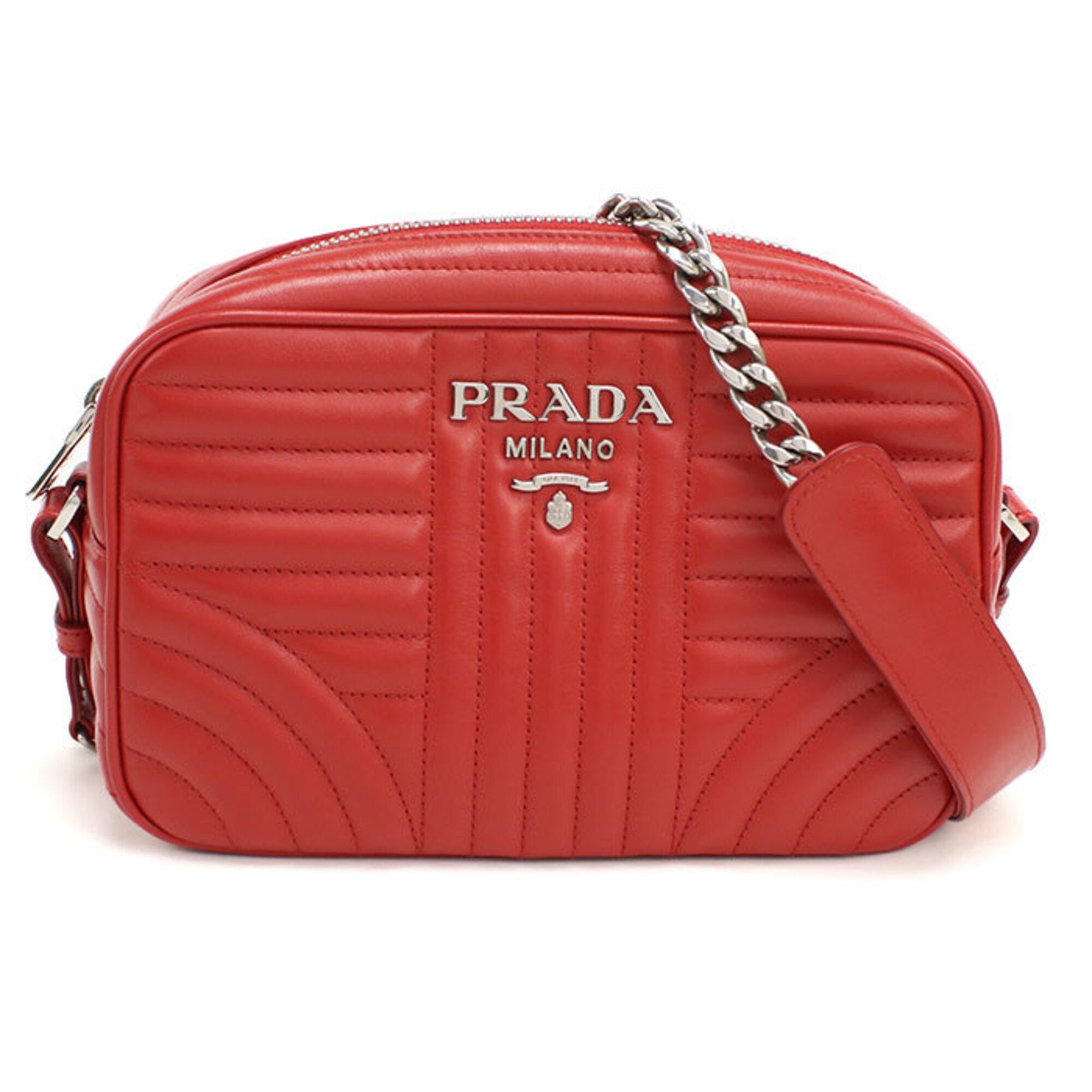 Prada Red Color Leather Shoulder Bag (Pre-Owned)