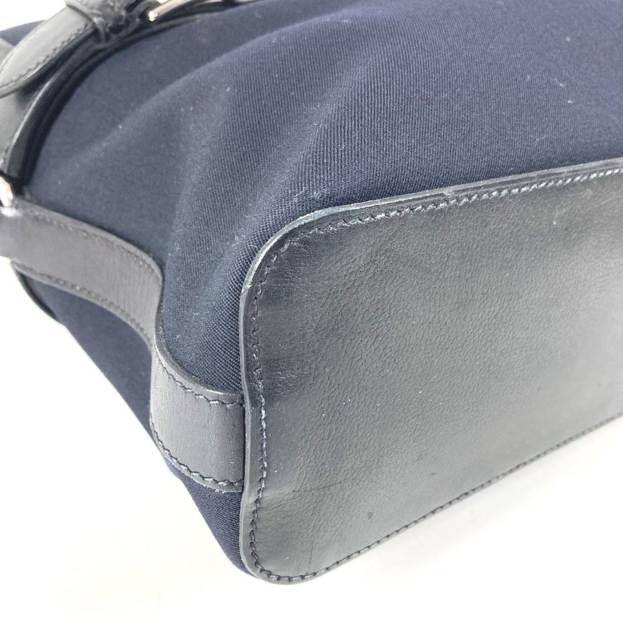 Hermes Black Canvas Leather Briefcase Handbag Tote Bag (Pre-Owned)