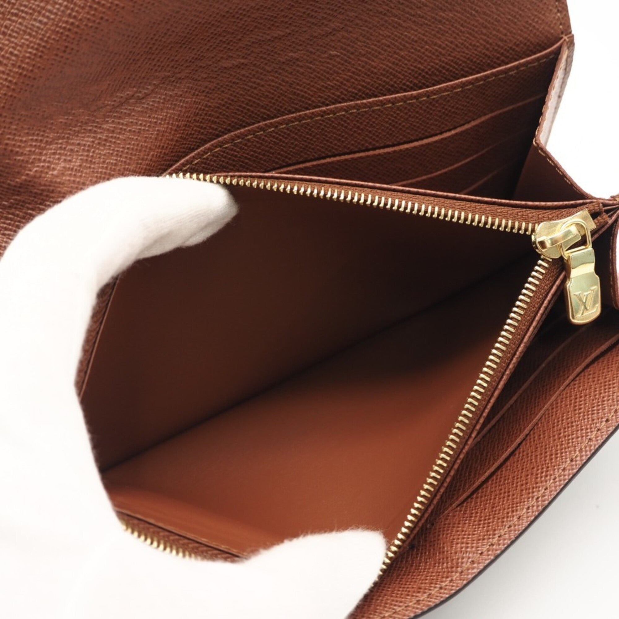Louis Vuitton Monogram Beige Brown Monogram Coated Canvas Long Wallet (Bi-Fold) (Pre-Owned)