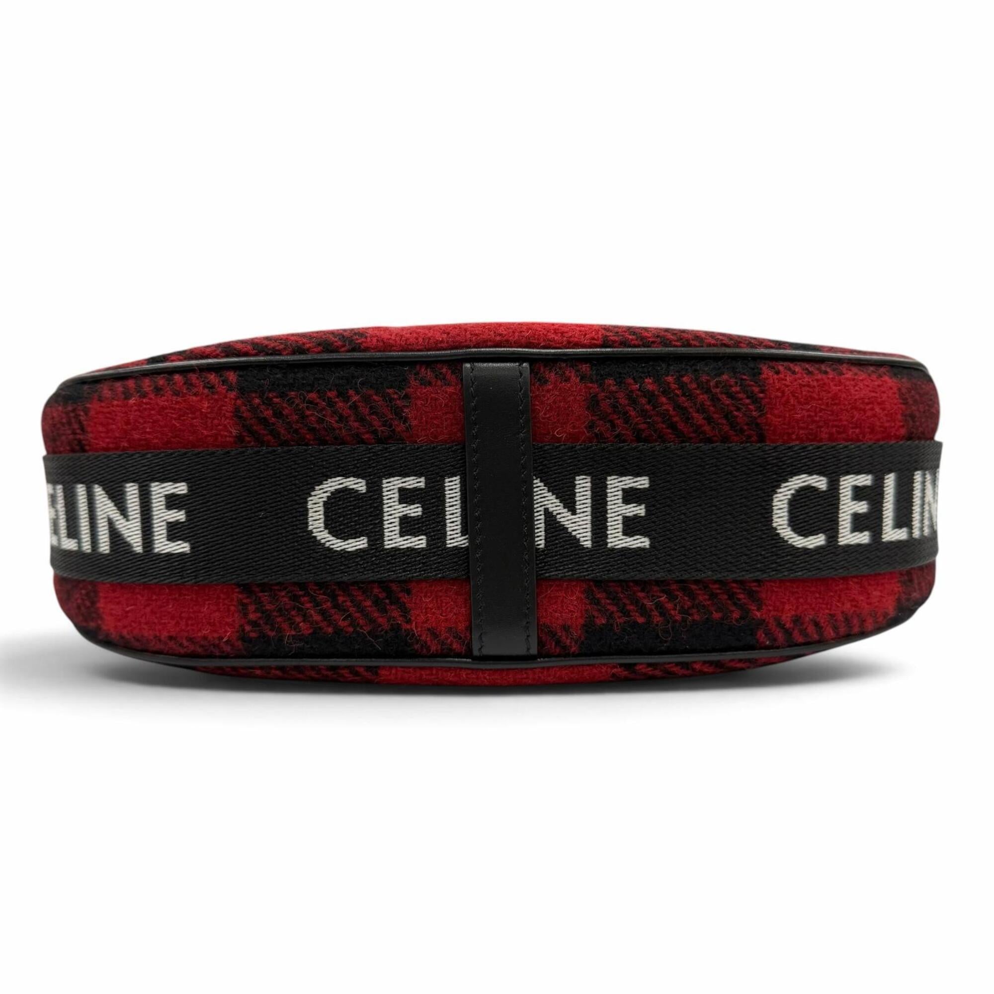Celine Black Red Color Leather Shoulder Bag (Pre-Owned)
