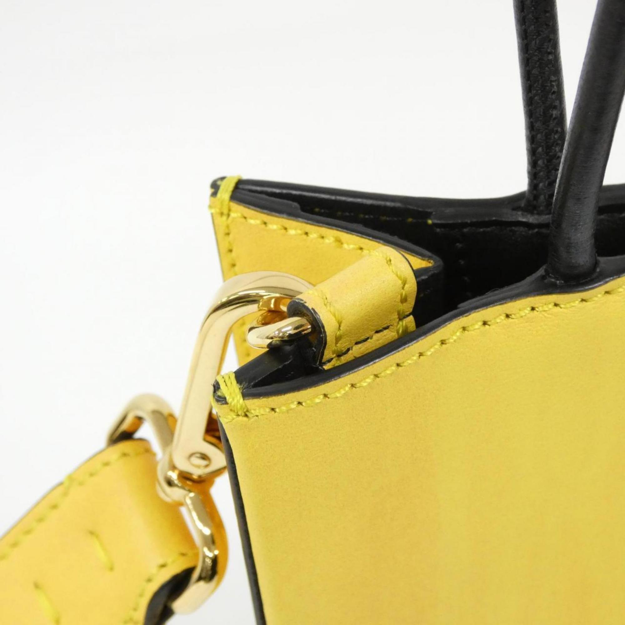 Fendi Yellow Leather Handbag Shopping Bag (Pre-Owned)