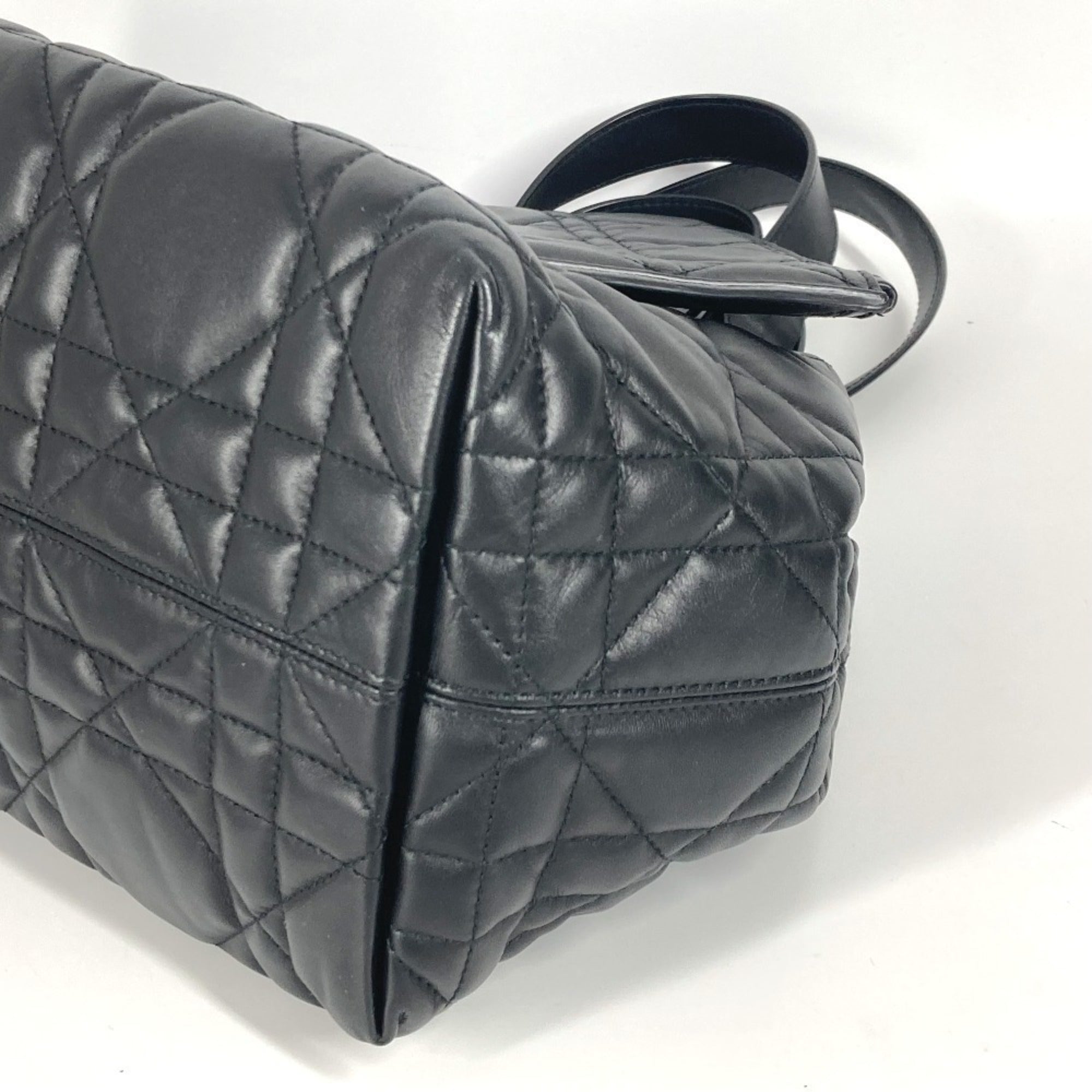 Christian Dior Black Leather Handbag Pouch Shoulder Bag Tote Bag (Pre-Owned)