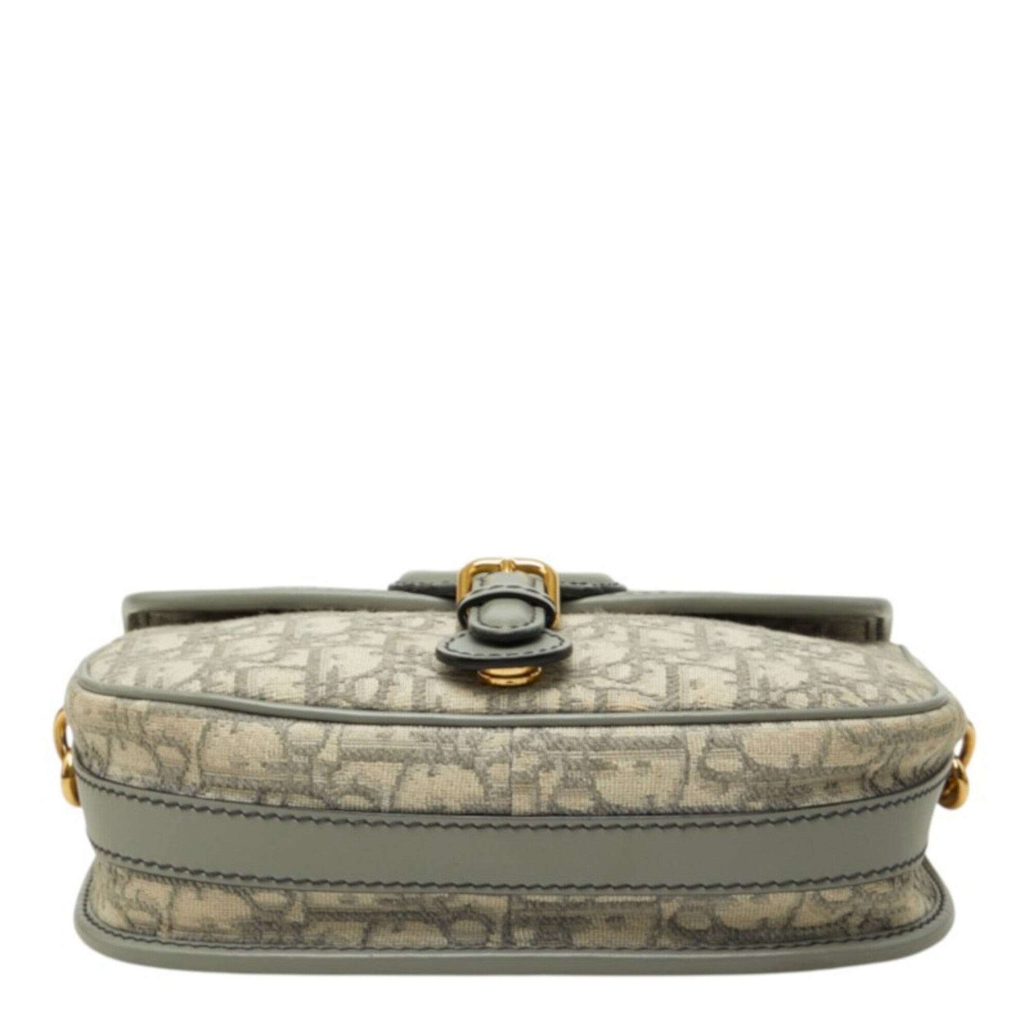 Christian Dior Gold Gray Canvas Leather Shoulder Bag (Pre-Owned)