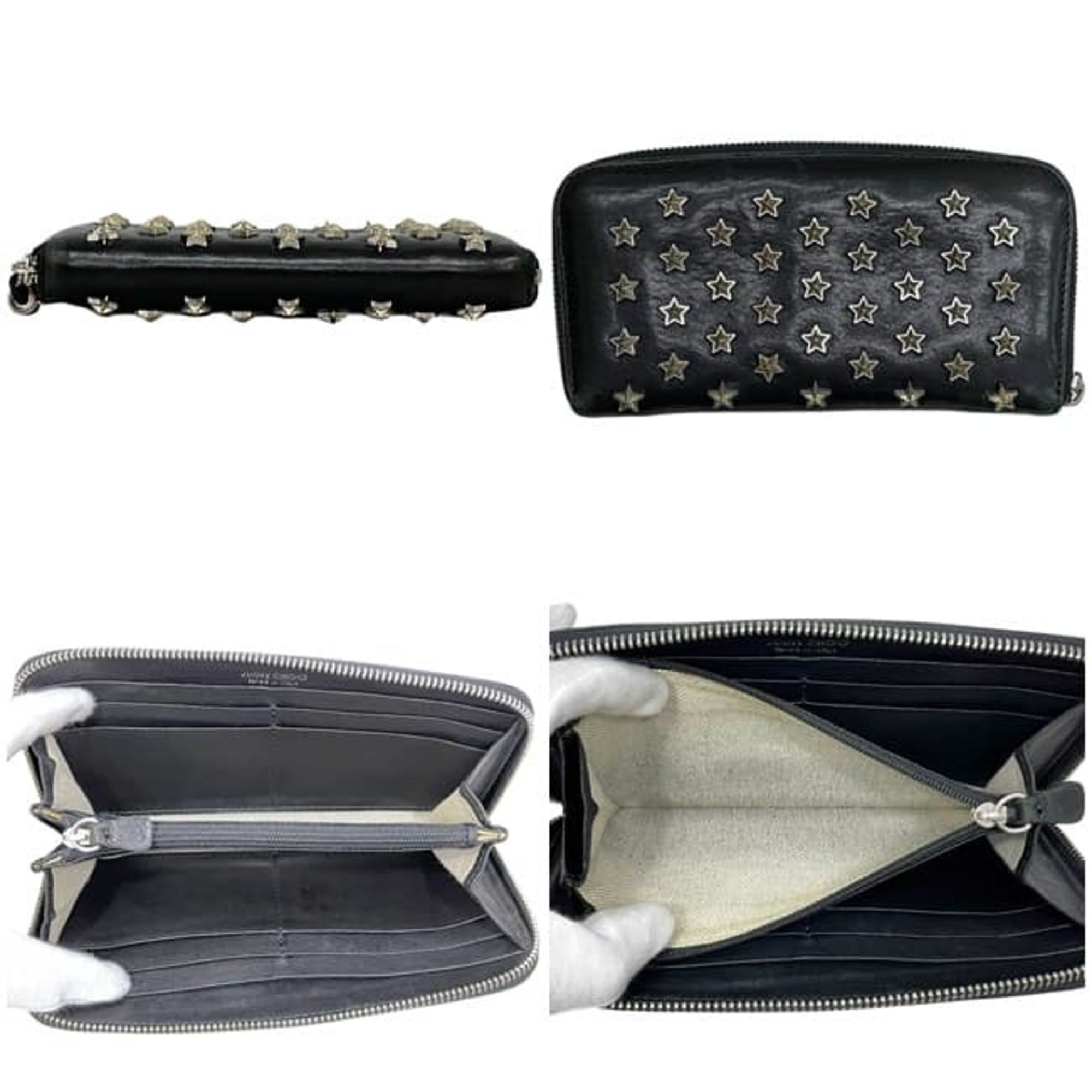 Jimmy Choo Black Leather Long Wallet (Bi-Fold) (Pre-Owned)