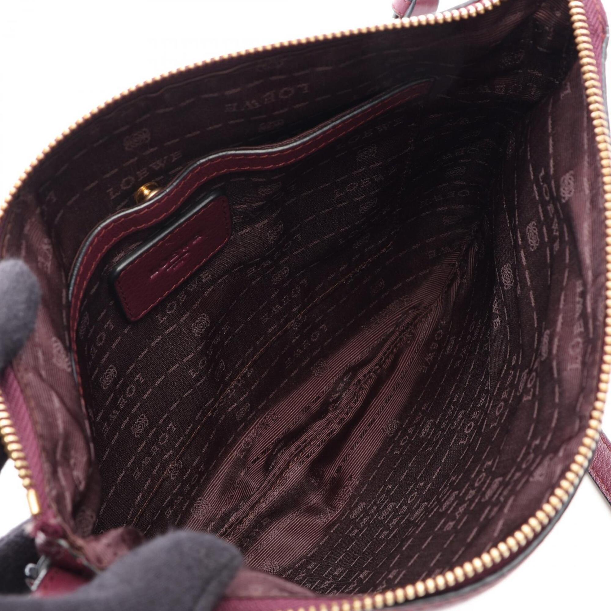 Loewe Bordeaux Leather Handbag Shoulder Bag (Pre-Owned)