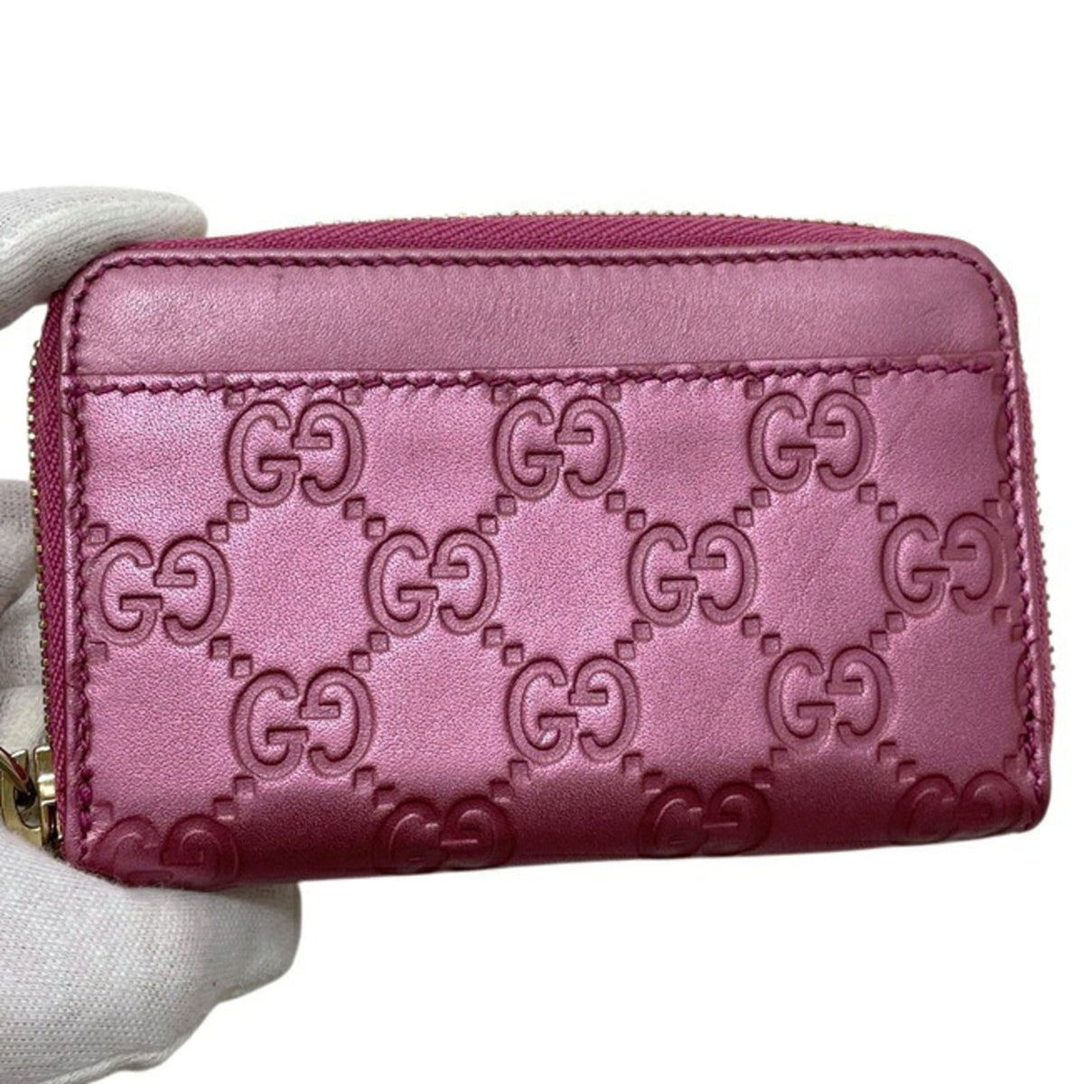 Gucci Pink Leather Coin Purse/Coin Case (Pre-Owned)