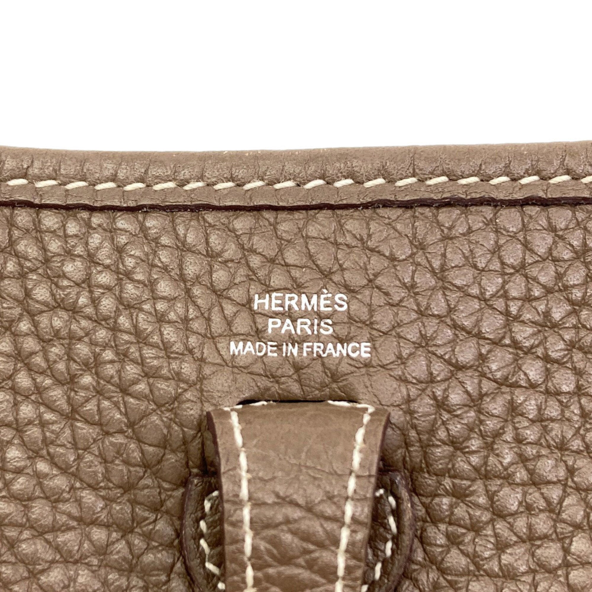 Hermes Etoupe Gray Taurillon Clemence Leather Shoulder Bag (Pre-Owned)