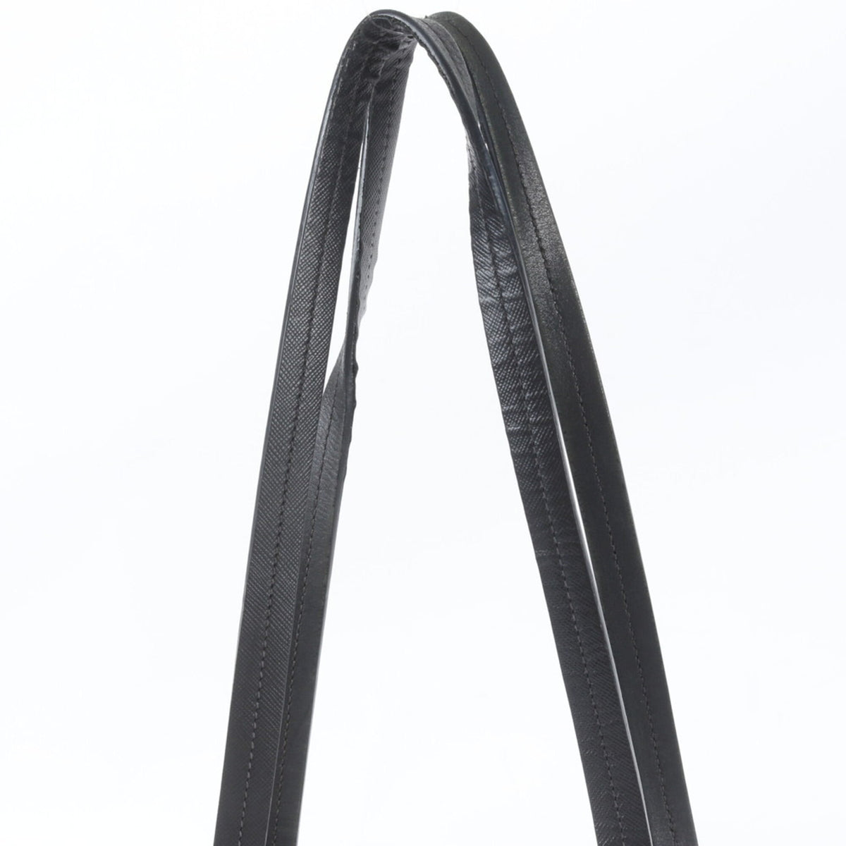 Prada Black Leather Nylon Handbag Shoulder Bag Tote Bag (Pre-Owned)