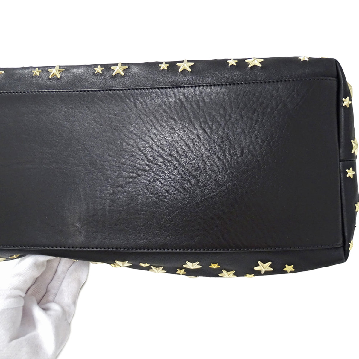 Jimmy Choo Black Leather Handbag Tote Bag (Pre-Owned)