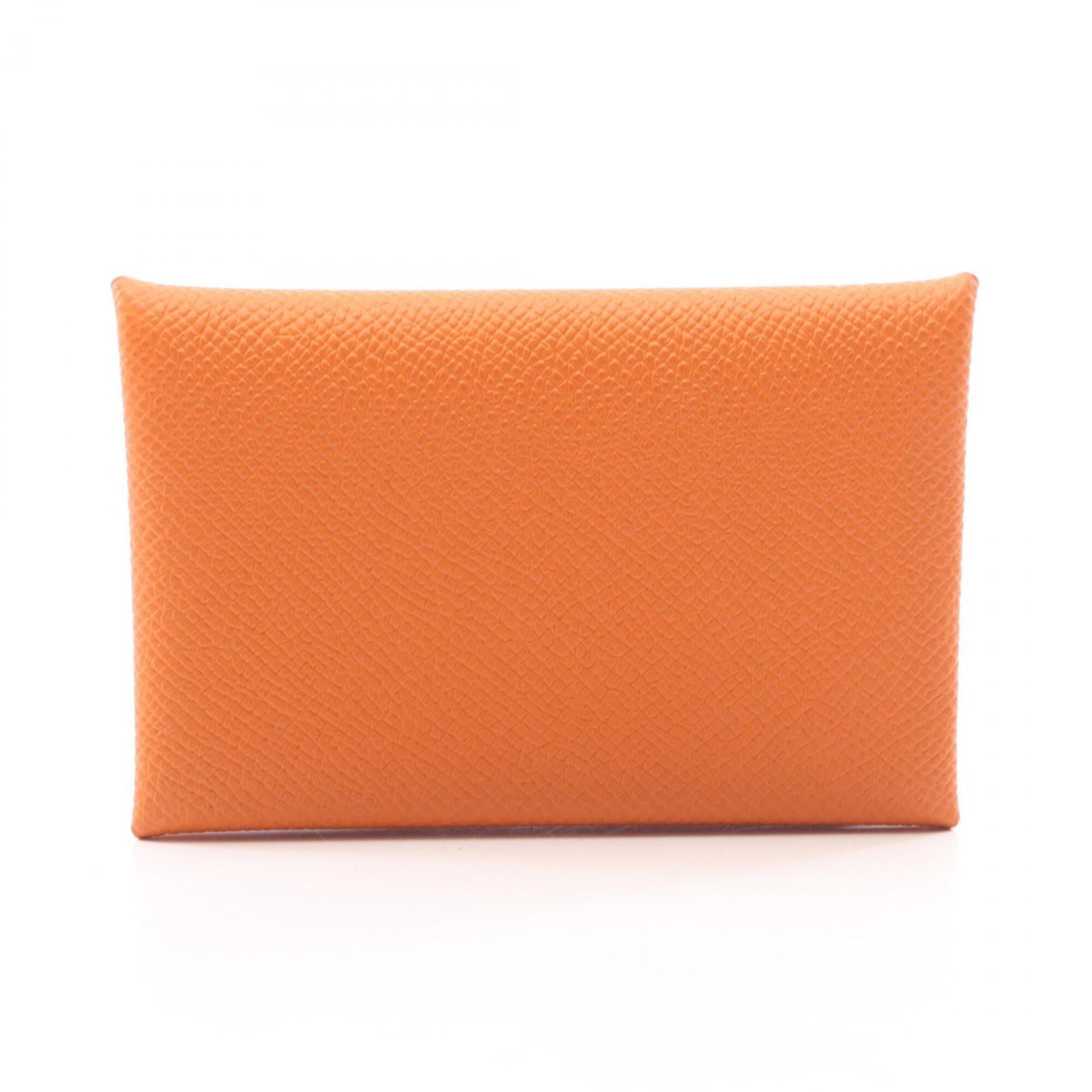 Hermes Lime Orange Epsom Leather Coin Purse/Coin Case (Pre-Owned)