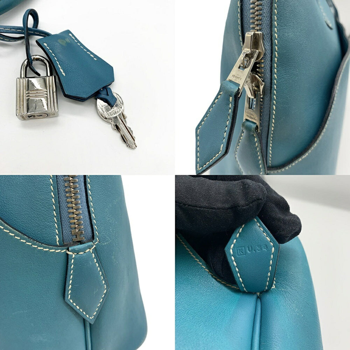 Hermes Bolide Blue Swift Leather Handbag (Pre-Owned)