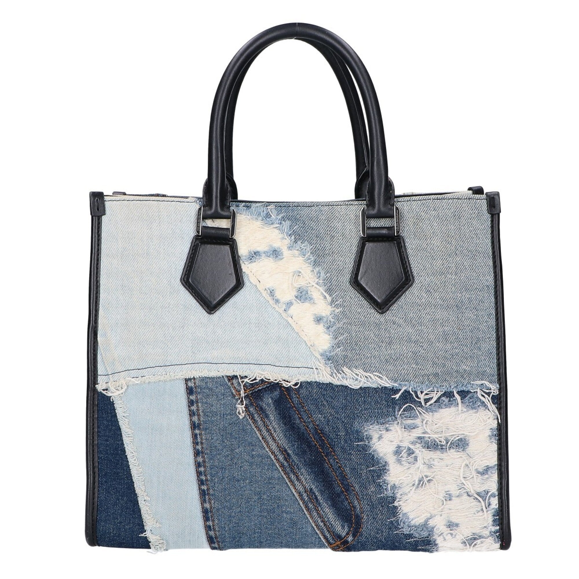 Dolce & Gabbana Black Blue Cotton Shopping Bag Tote Bag (Pre-Owned)