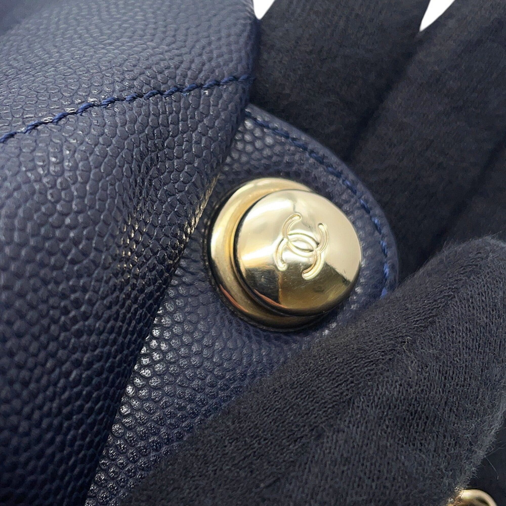 Chanel Navy Grained Calfskin Backpack (Pre-Owned)