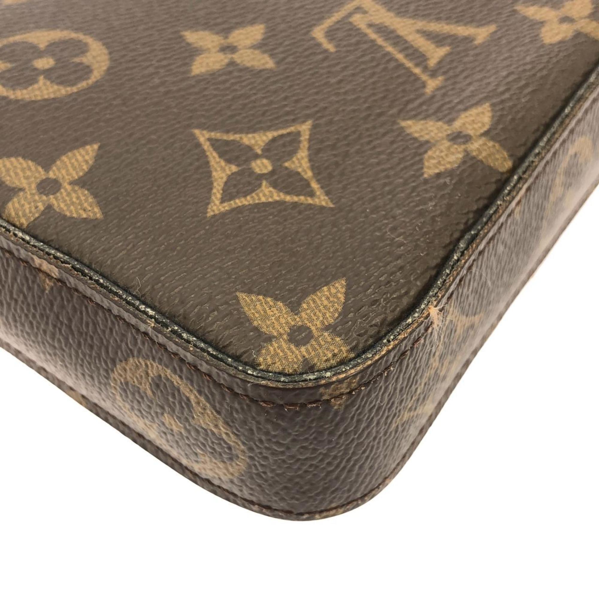 Louis Vuitton Monogram Marron Coated Canvas Pochette Shoulder Bag (Pre-Owned)