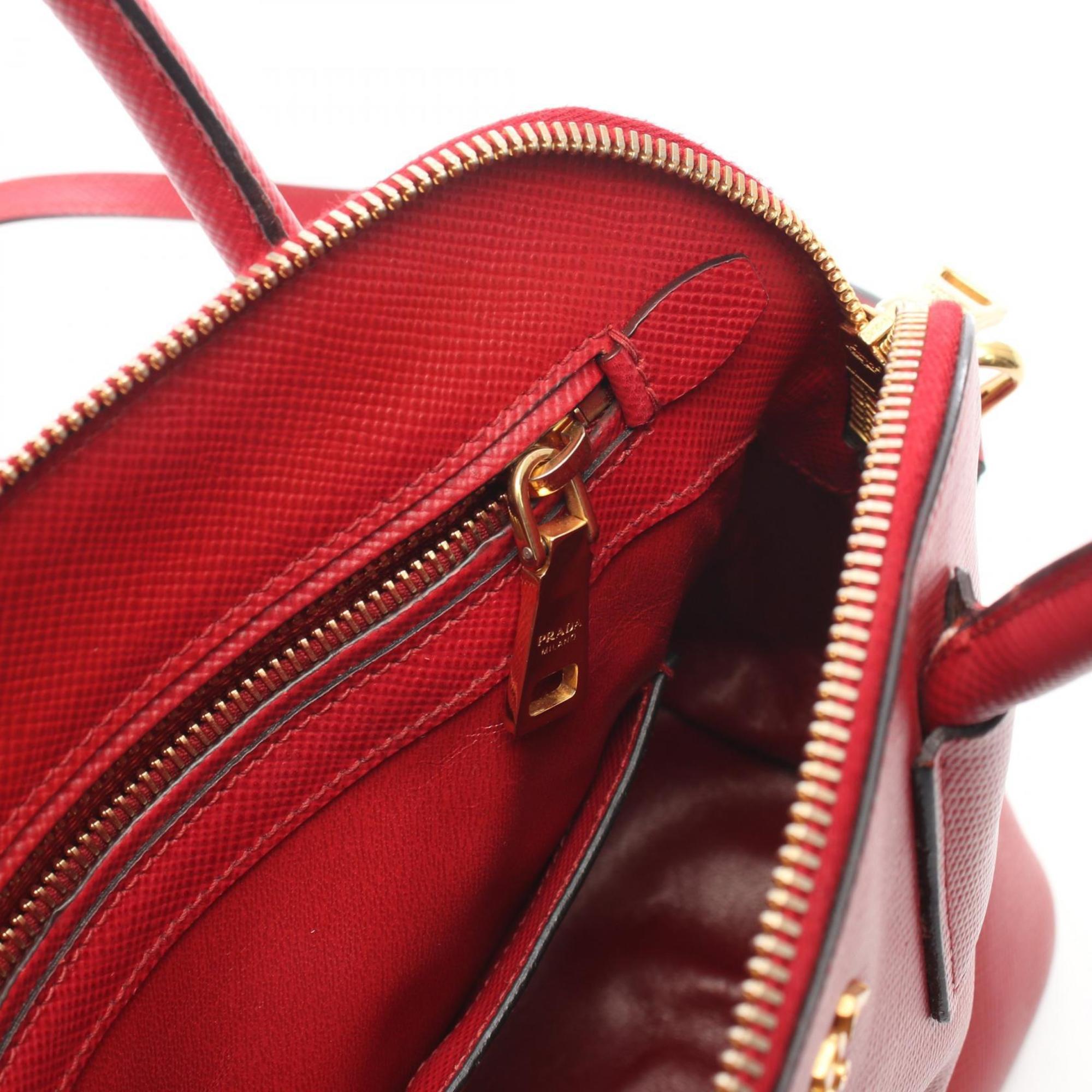 Prada Red Color Saffiano Triangle Handbag (Pre-Owned)