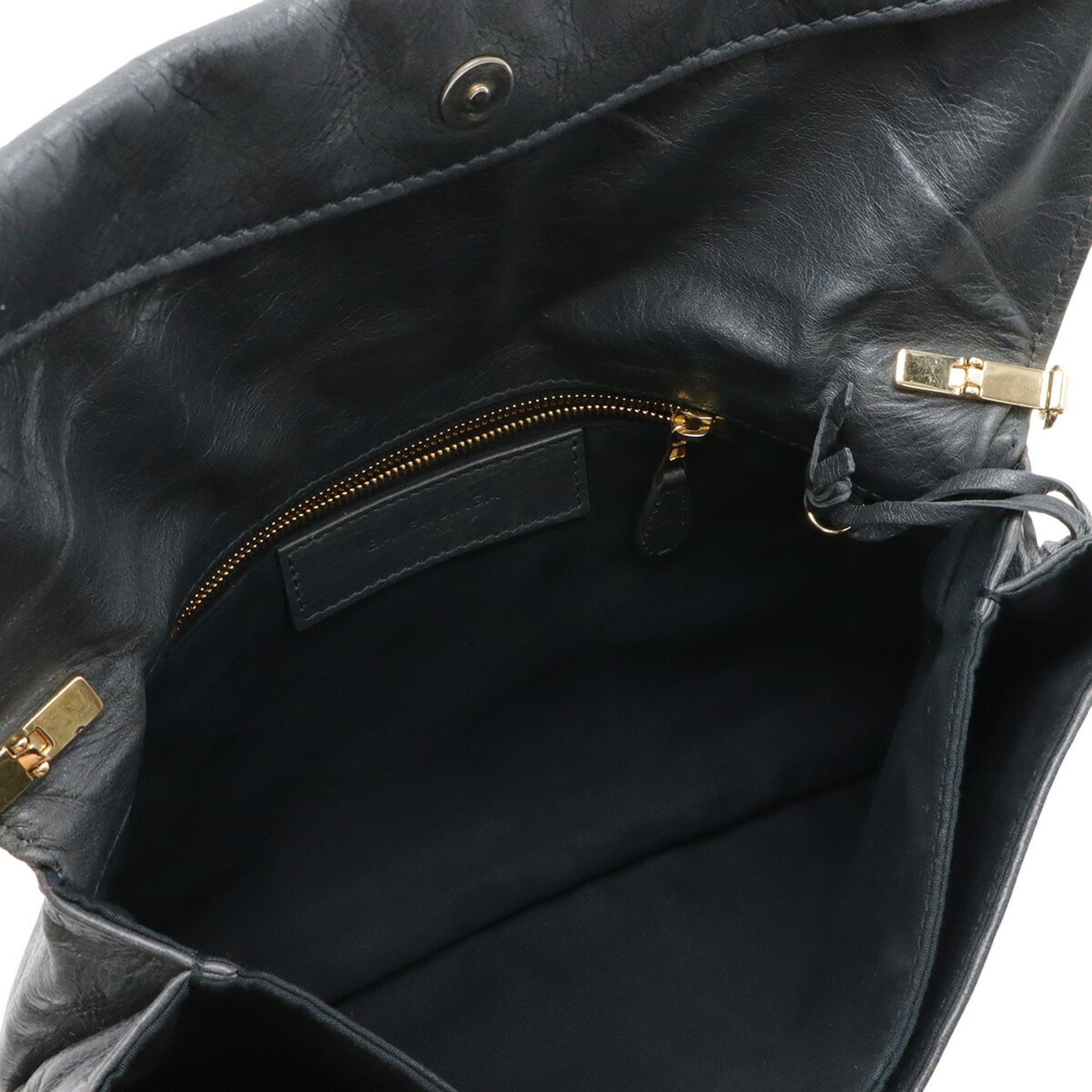Balenciaga Giant Dark Gray Leather Clutch Bag Shoulder Bag (Pre-Owned)
