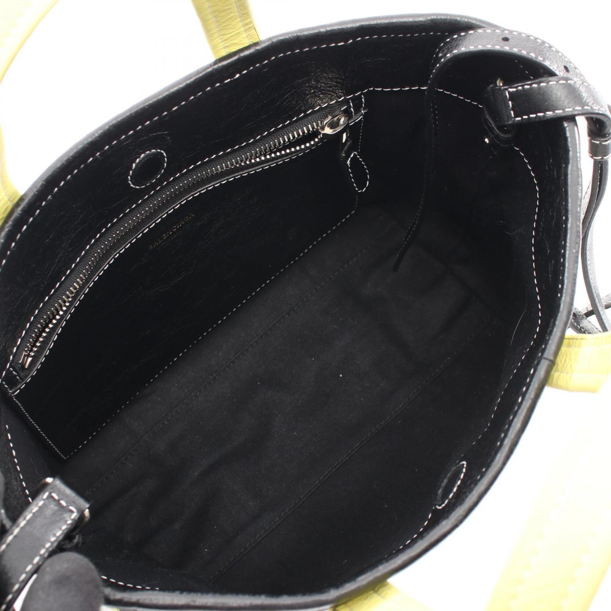 Balenciaga Black White Yellow Leather Handbag (Pre-Owned)