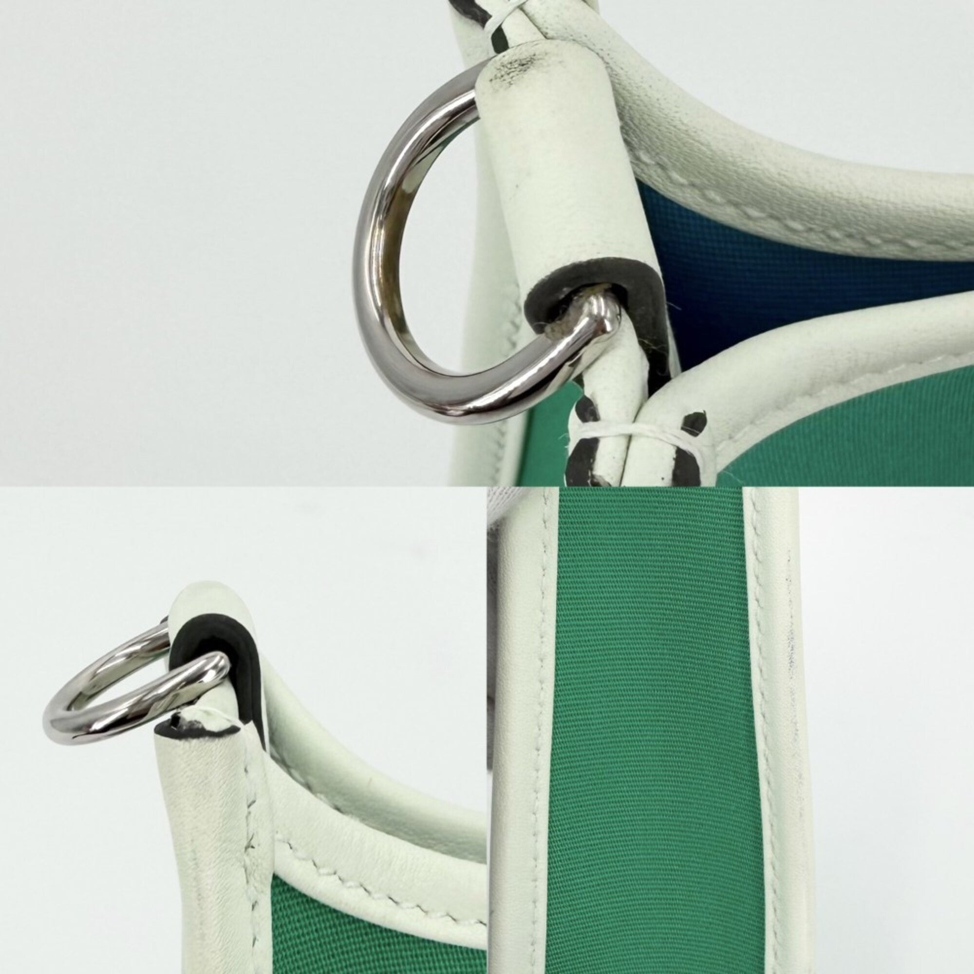 Hermes Green Mint Green Canvas Leather Shoulder Bag (Pre-Owned)